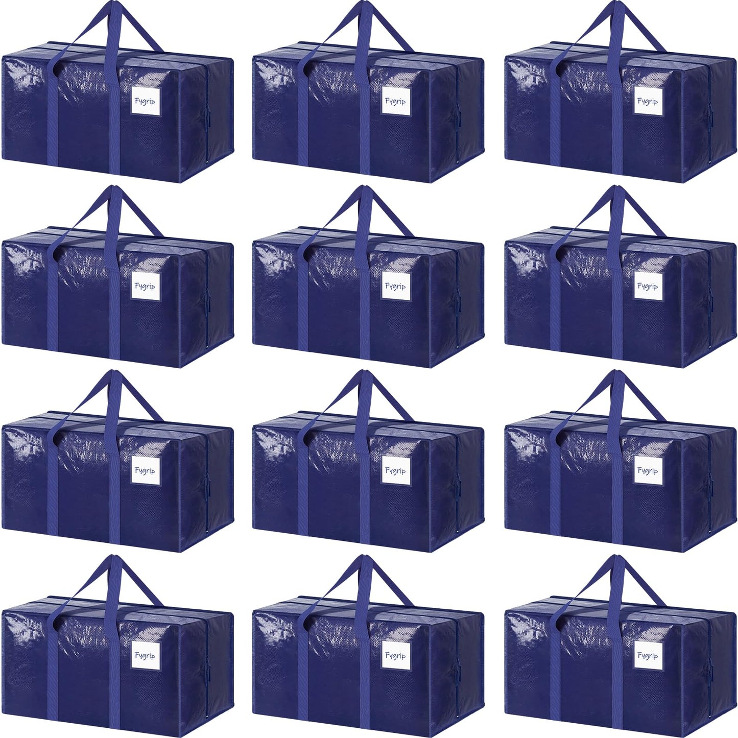 6 Pack Extra Heavy Duty Large Moving Bags with Strong Zipper & Comfortable Handles, Sturdy & Durable Clothes Storage Bags Totes Bins, Blue Packing Moving Boxes for College Supplies, Dark Blue