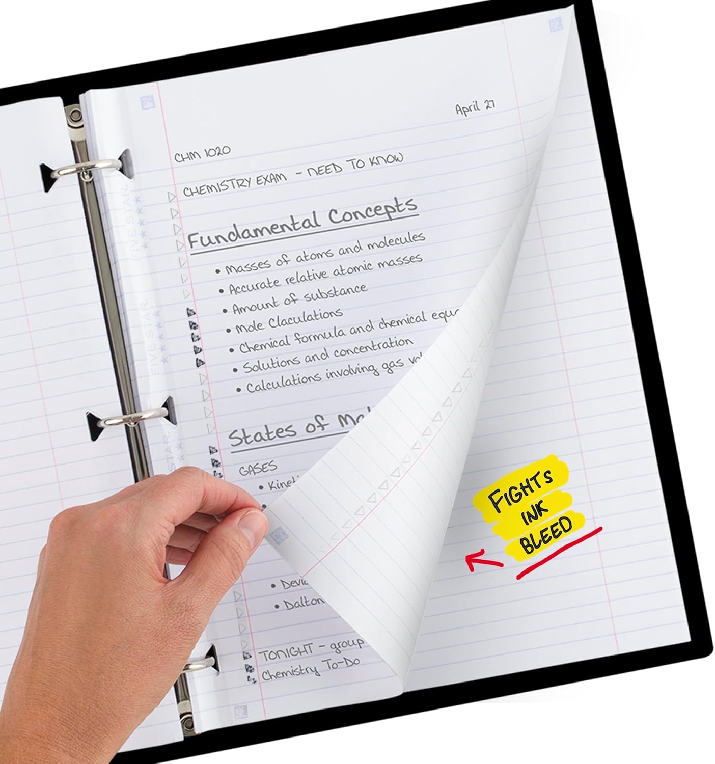 Five Star Loose Leaf Paper + Study App, College Ruled Filler Notebook Paper, Reinforced, Fights Ink Bleed, 8-1/2" x 11", 80 Sheets (170102)