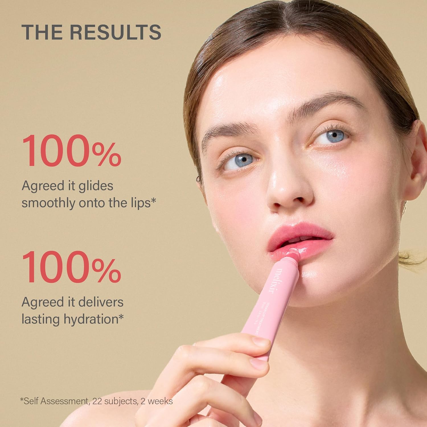 Melixir Vegan Lip Treatment, Sheer Tinted Lip Balm for Instant Hydration & Shine, Moisturizing Lip Gloss, Infused with Vegan Collagen & Jojoba Oil, Cruelty-Free, Korean Skincare-2 Rose(0.5oz)