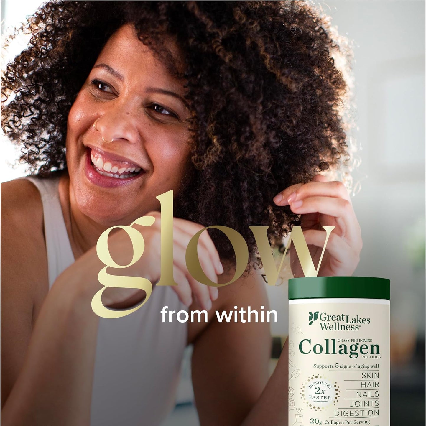 Great Lakes Wellness Collagen Peptides Powder for Skin, Hair, Nails, Joints & Digestion - Unflavored - Quick Dissolve Hydrolyzed, Non-GMO, Keto, Kosher - 16oz