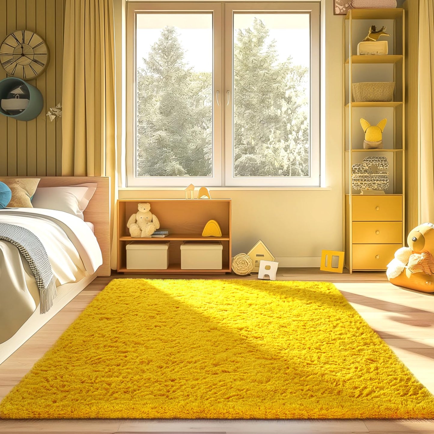Ophanie Area Rugs for Bedroom Living Room, Grey Fluffy Fuzzy Shag Shaggy Soft Plush Carpet, 4x6 Indoor Floor Gray Rug for Kids Home Dorm Decor Aesthetic