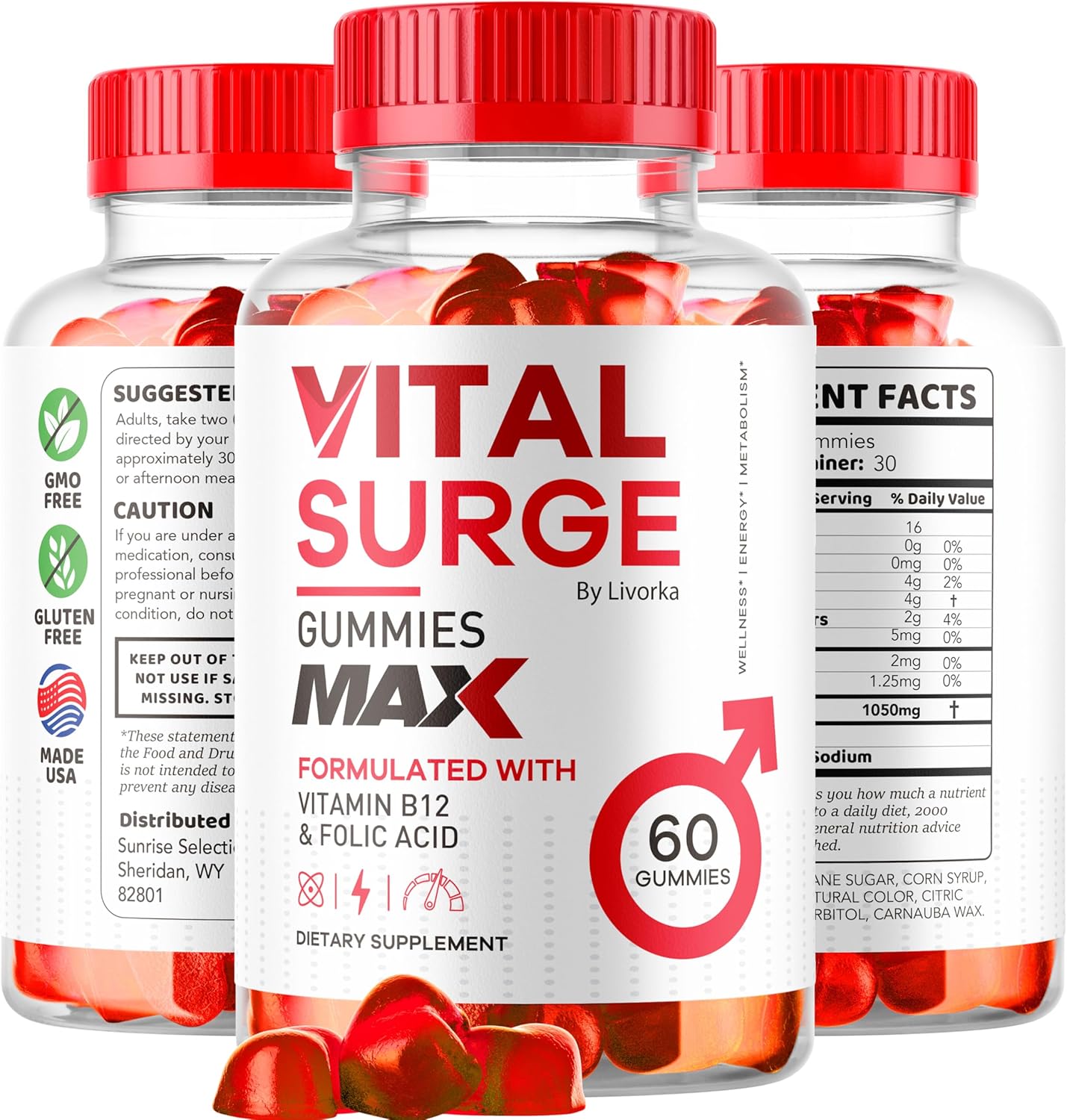 Vital Surge - Vital Surge for Men Gummies, Vital Vita Surge Max Maximum Strength 1050 MG, VitalSurge Supplement Support Gummy Advanced Formula, Premium Vitamin Gomitas (60 Gummies)