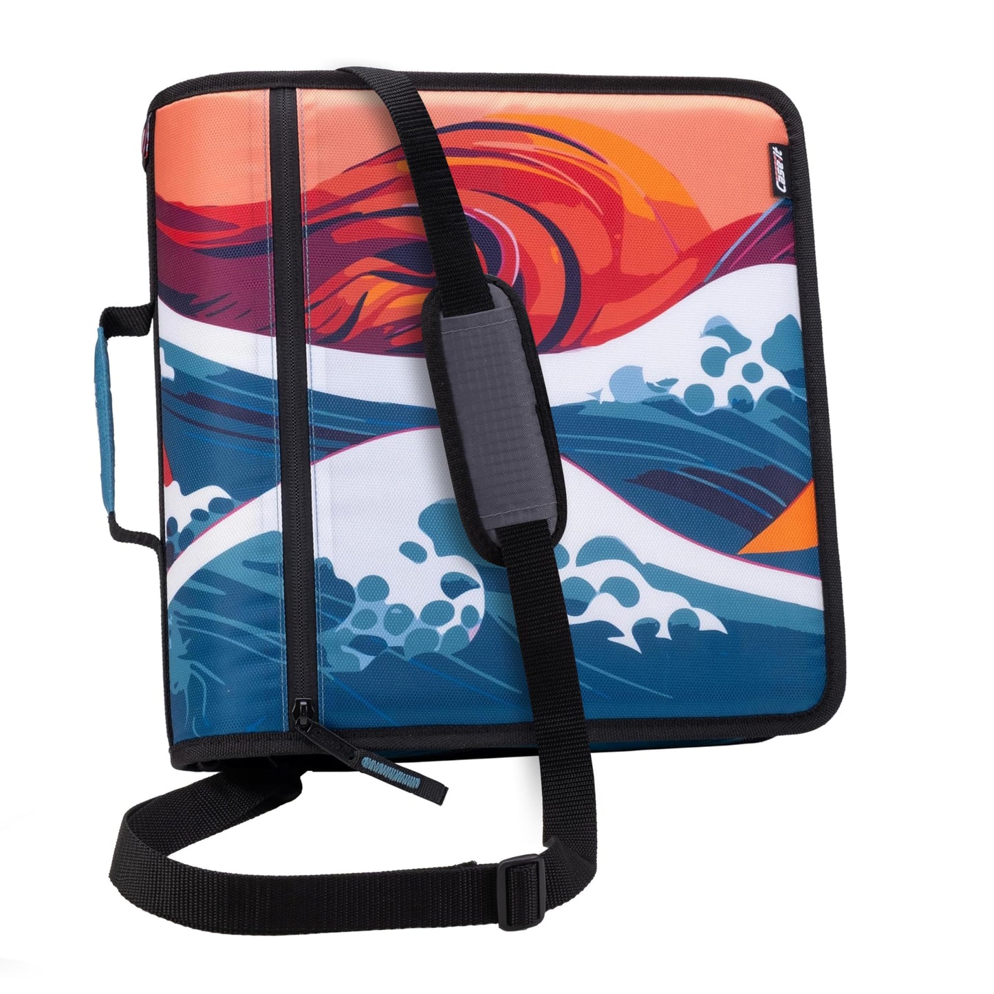 Case-it Mighty Zip Tab School Zipper Binder | 3-Inch O-Rings, 600-Sheet Capacity, 5-Subject Expanding File Folder, Multiple Pockets & Storage Organizer, Shoulder Strap | D-146 Fun Flowers