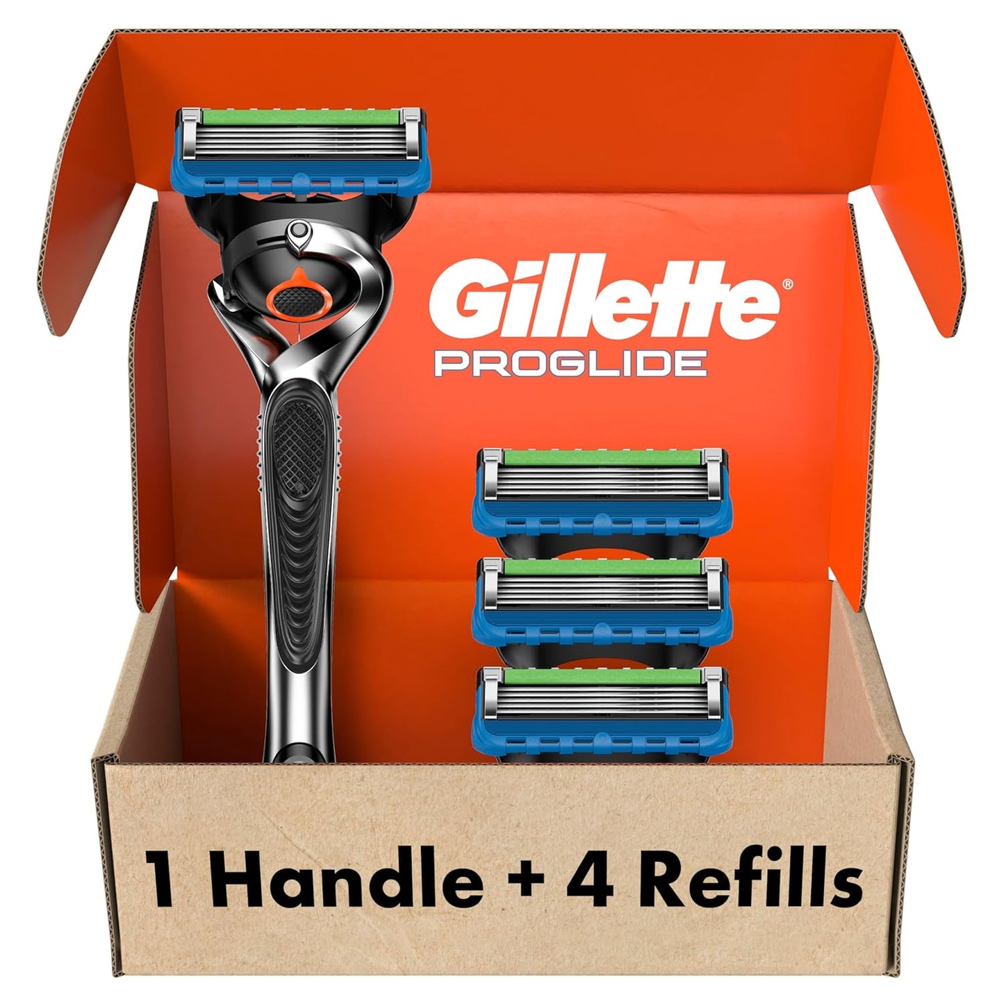 Gillette Fusion ProGlide Razors, Men 1 Gillette Razor, 4 Razor Blade Refills, Shields Against Skin Irritation