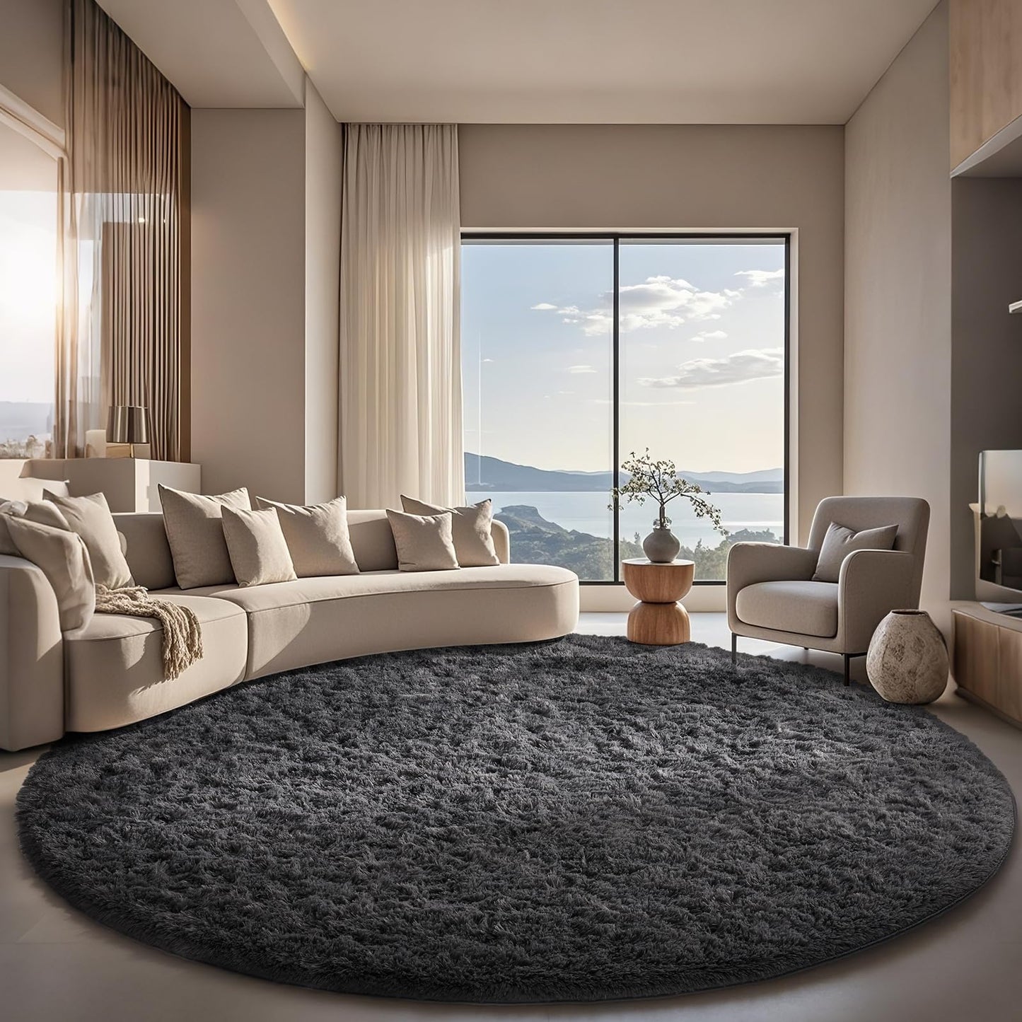Ophanie Area Rugs for Bedroom Living Room, Grey Fluffy Fuzzy Shag Shaggy Soft Plush Carpet, 4x6 Indoor Floor Gray Rug for Kids Home Dorm Decor Aesthetic