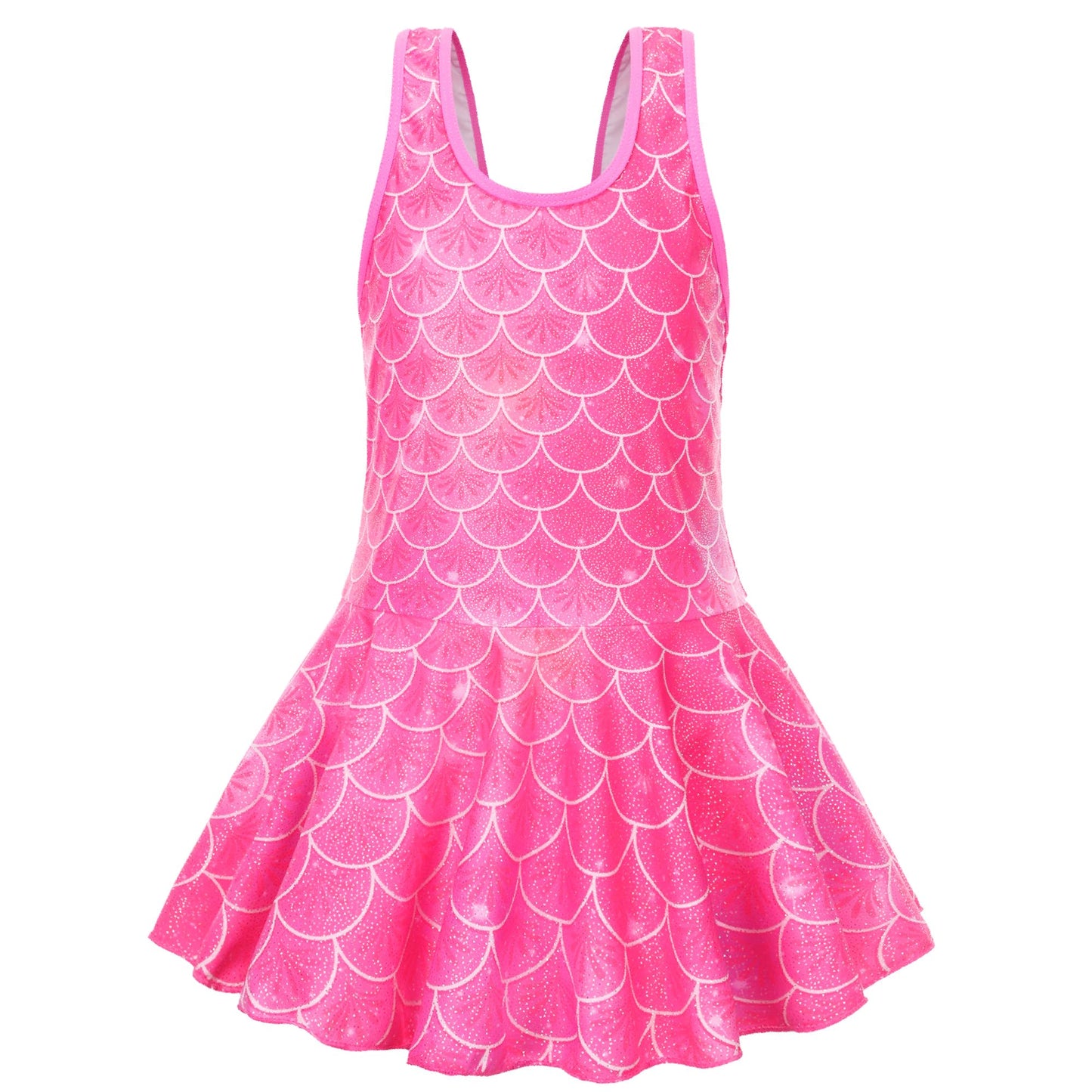 Akokvlar Girl One Piece Swimsuit with Skirt Bathing Suit Swimwear 3-16Y