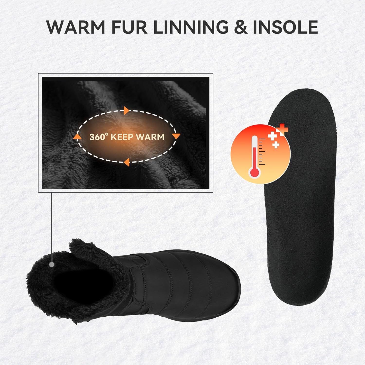 Women's Winter Snow Boots Wide Waterproof Warm Fur Lined Slip on Ankle Booties Orthopedic Boots Outdoor Insulated Winter Shoes