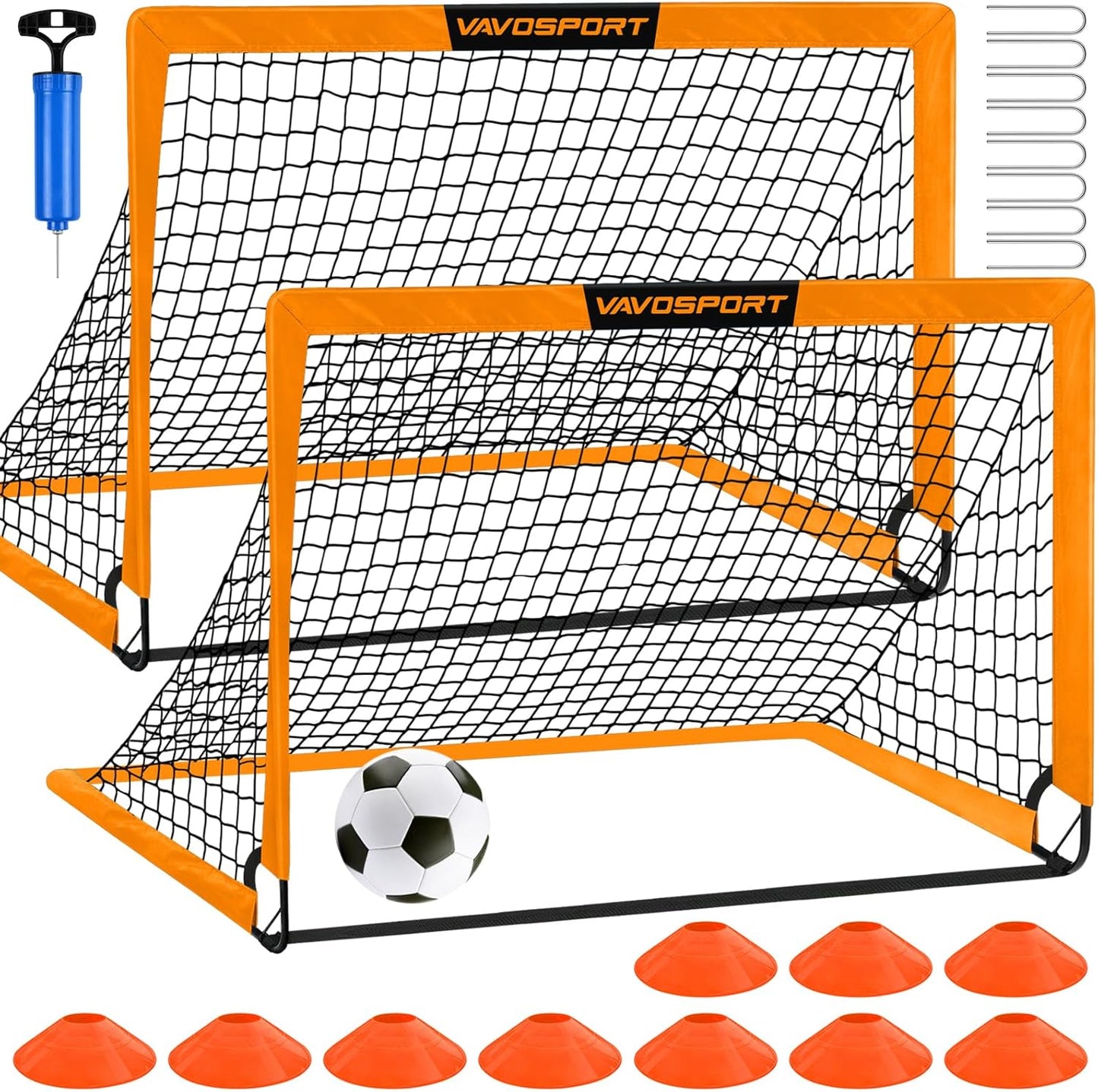 Kids Soccer Goals for Backyard Set - 2 of 4' x 3' Portable Soccer Goal Training Equipment, Pop Up Toddler Soccer Net with Soccer Ball, Soccer Set for Kids and Youth Games, Sports
