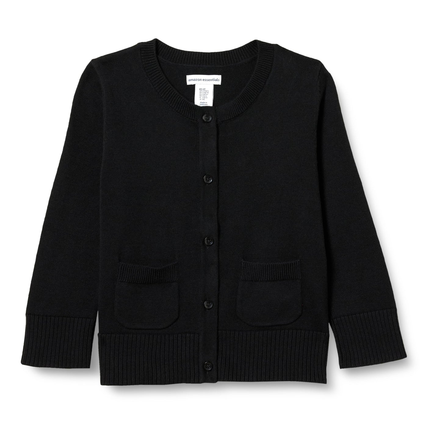 Amazon Essentials Girls and Toddlers' Uniform Slim Fit Crewneck Cardigan Sweater