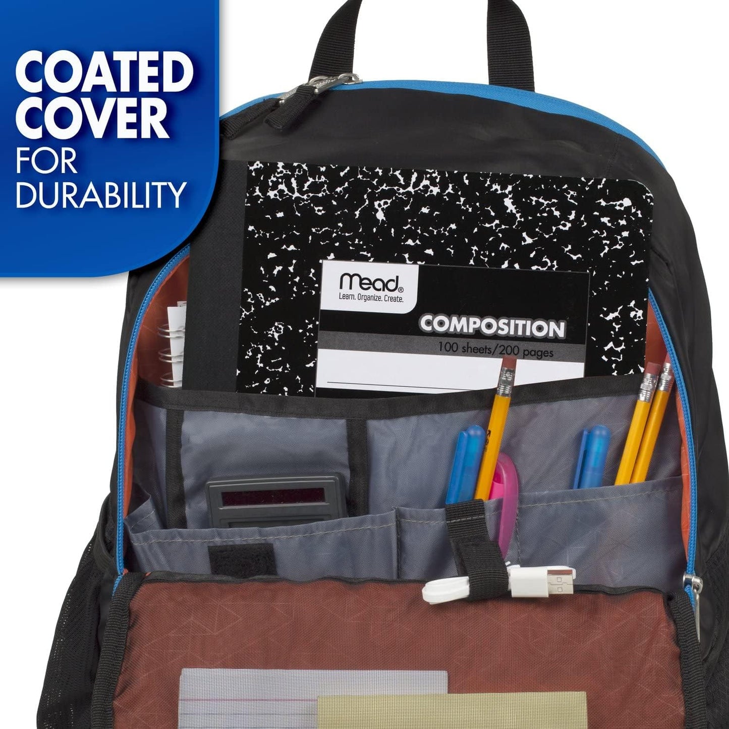 Mead Composition Notebook, 12 Pack, College Ruled Paper, 7-1/2" x 9-3/4", 100 Sheets per Comp Book, Black Marble (72938)