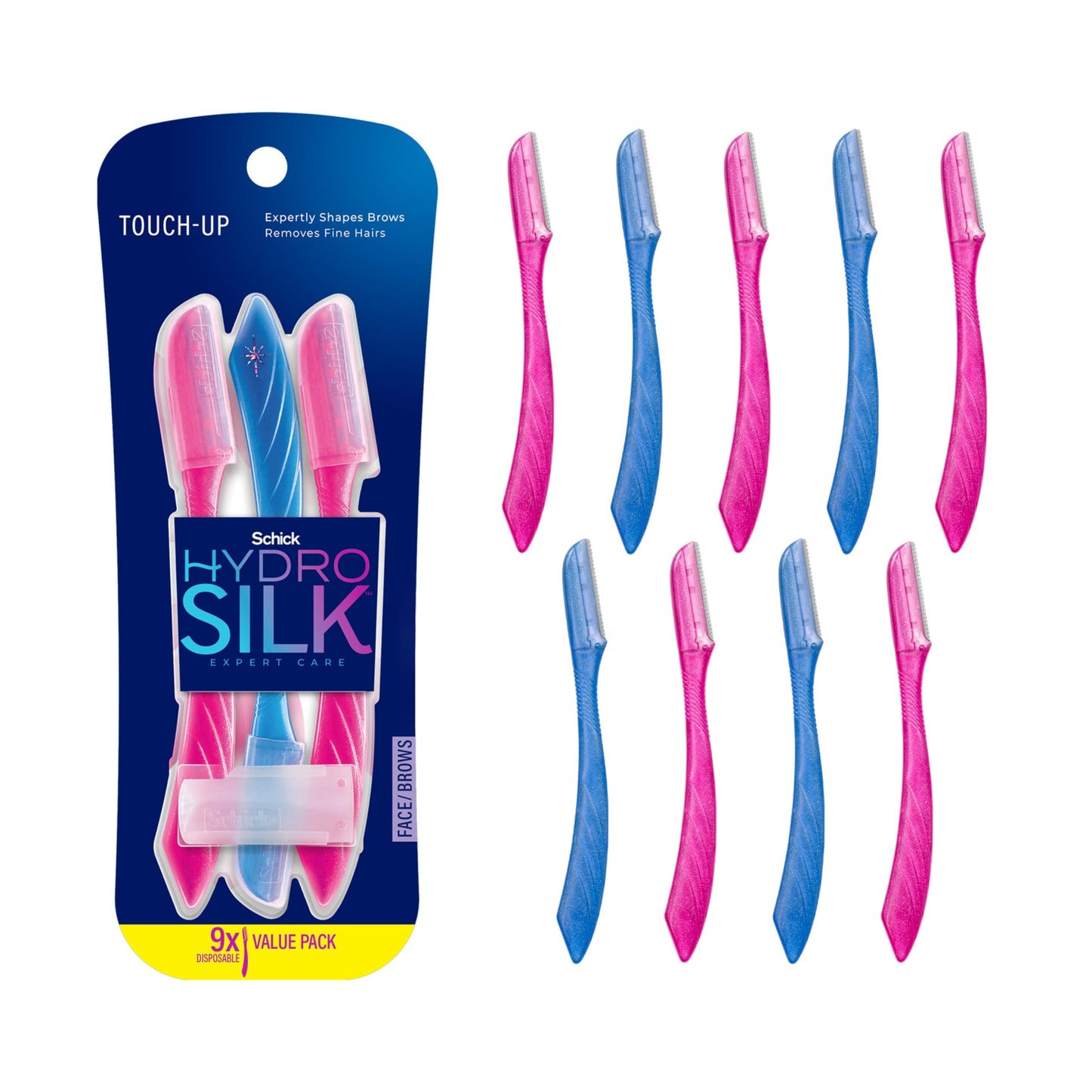 Schick Hydro Silk Touch-Up Dermaplaning Tool with Precision Cover, 3ct | Dermaplane Razor, Face Razors for Women, Eyebrow Razor, Facial Razor, Dermaplaning Razor, Womens Face Razor Peach Fuzz Remover
