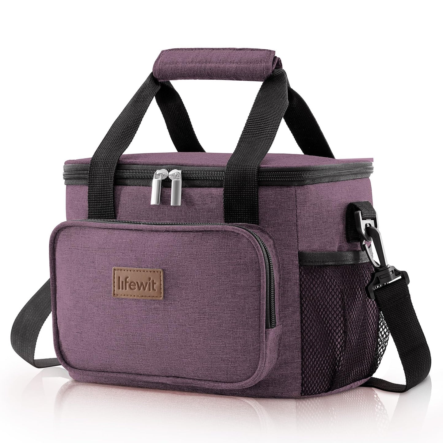 Lifewit Medium Lunch Bag Insulated Lunch Box Soft Cooler Cooling Tote for Adult Men Women, Black 12-Can (9L)