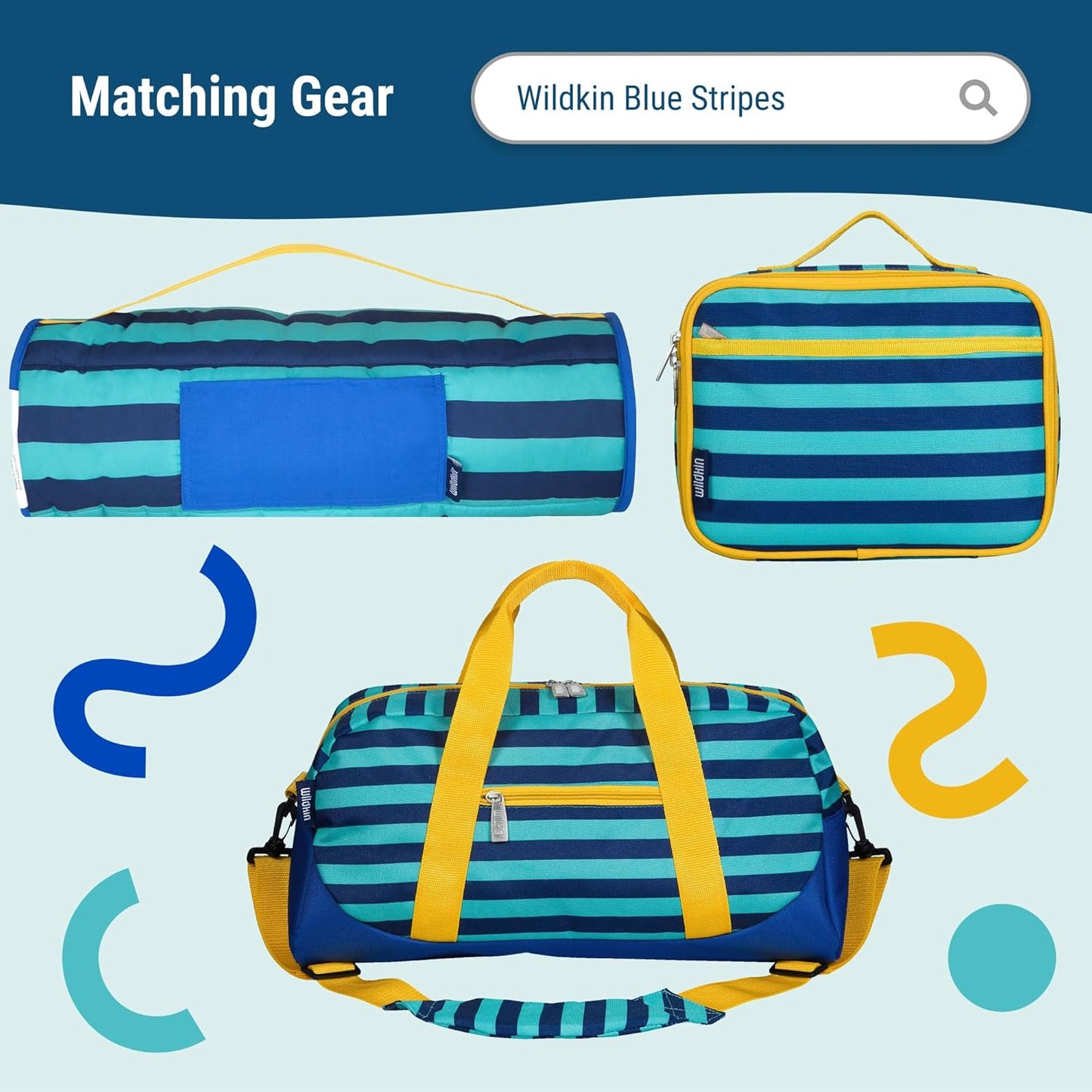 Wildkin 16-inch Kids Backpack – Durable, Padded & Spacious School Bag for Boys & Girls - Blue Stripes