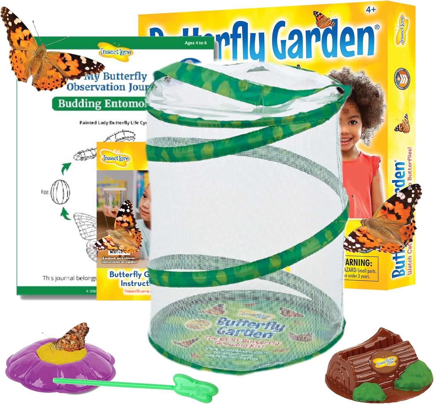 Insect Lore Butterfly Garden Kit, Painted Lady Butterfly Kit with Voucher for Live Caterpillars, Butterfly Habitat, STEM Journal & More