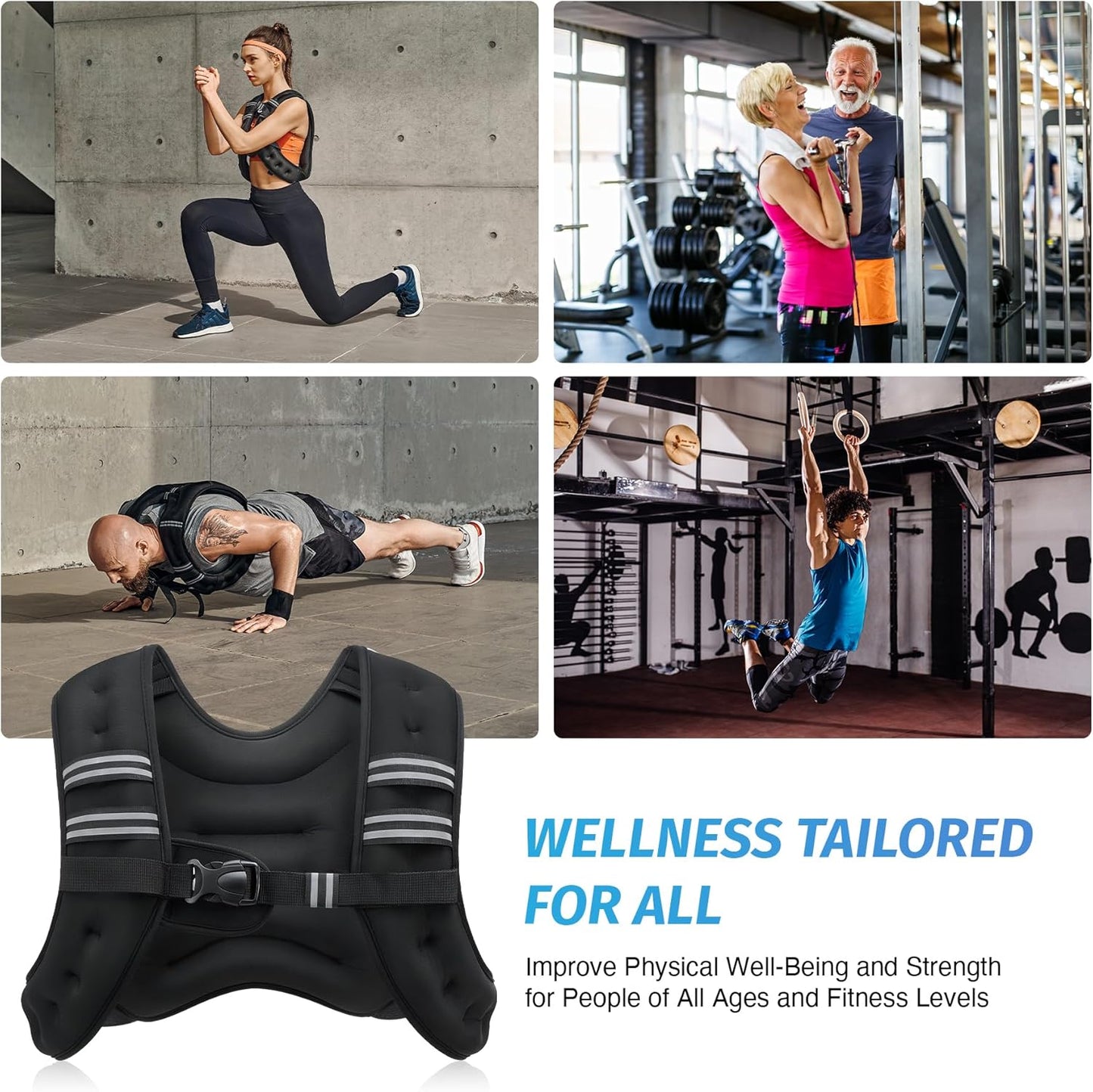 ZELUS Weighted Vest, 6lb/8lb/12lb/16lb/20lb/25lb/30lb Weight Vest with Reflective Stripe for Workout, Strength Training, Running, Fitness, Muscle Building, Weight Loss, Weightlifting