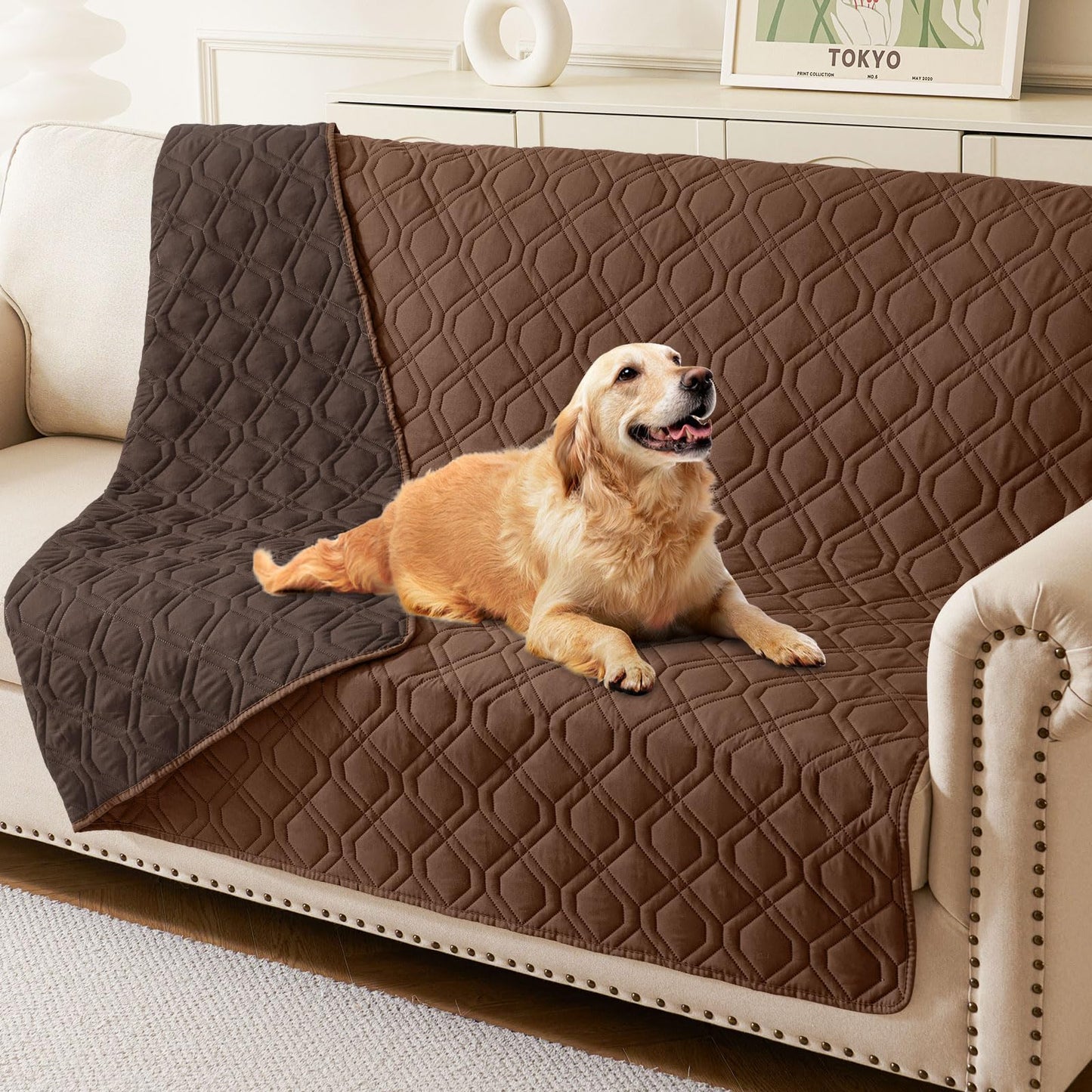 hyha Waterproof Dog Bed Blanket, Soft Pet Blankets, Waterproof Couch Cover for Dogs, Reversible Sofa Covers Washable for Furniture (30x70 Inch, Grey/Dark Grey)