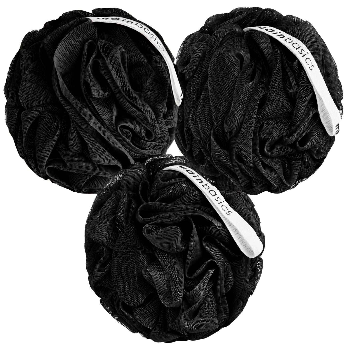 MainBasics Bath Shower Loofah Sponge Pouf Body Scrubber Exfoliator Body Wash Sponge (Set of 3, Airy Blossom)
