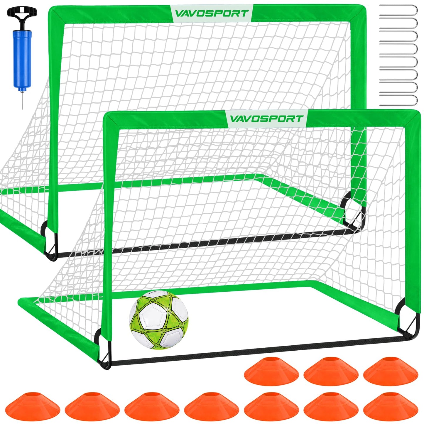 Kids Soccer Goals for Backyard Set - 2 of 4' x 3' Portable Soccer Goal Training Equipment, Pop Up Toddler Soccer Net with Soccer Ball, Soccer Set for Kids and Youth Games, Sports