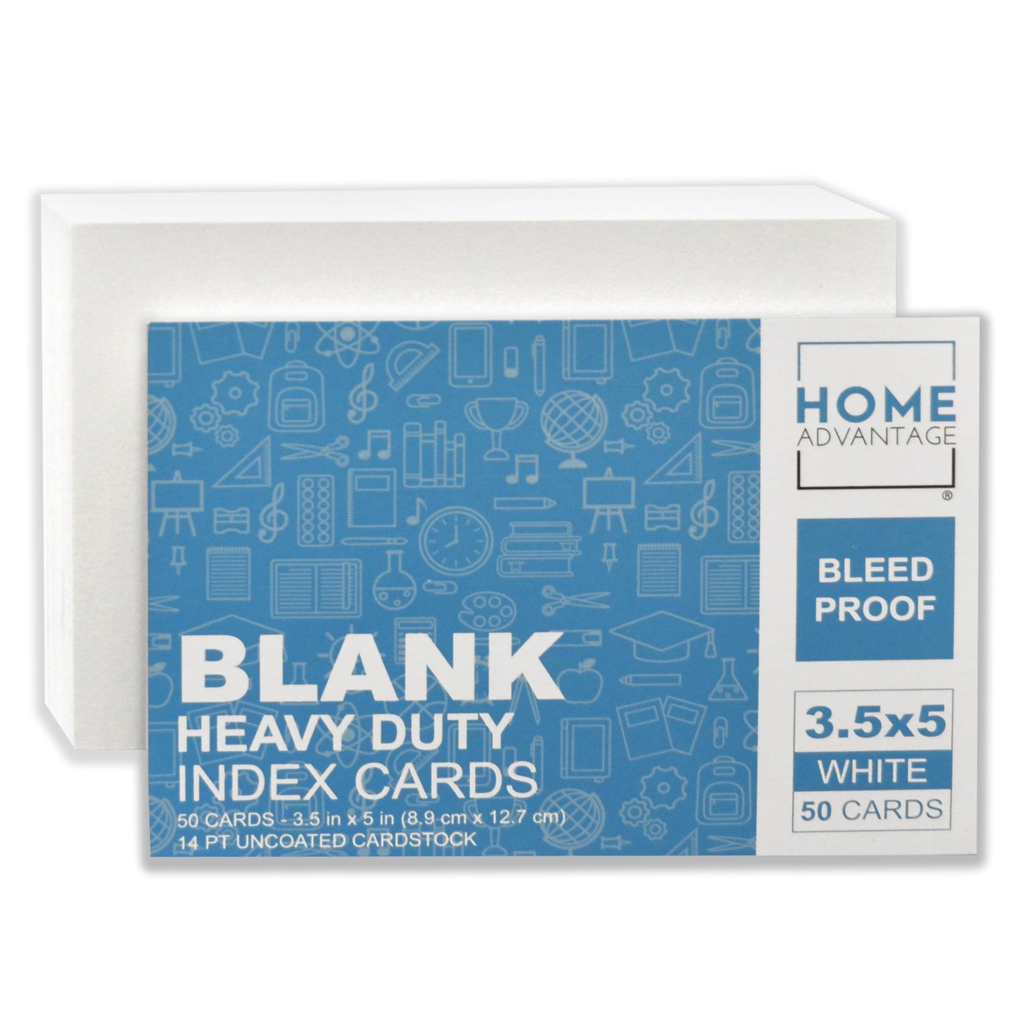 Home Advantage 4x6 Blank Index Cards - 50 Pack of Heavy Duty Bleed Proof Notecards & Flashcards