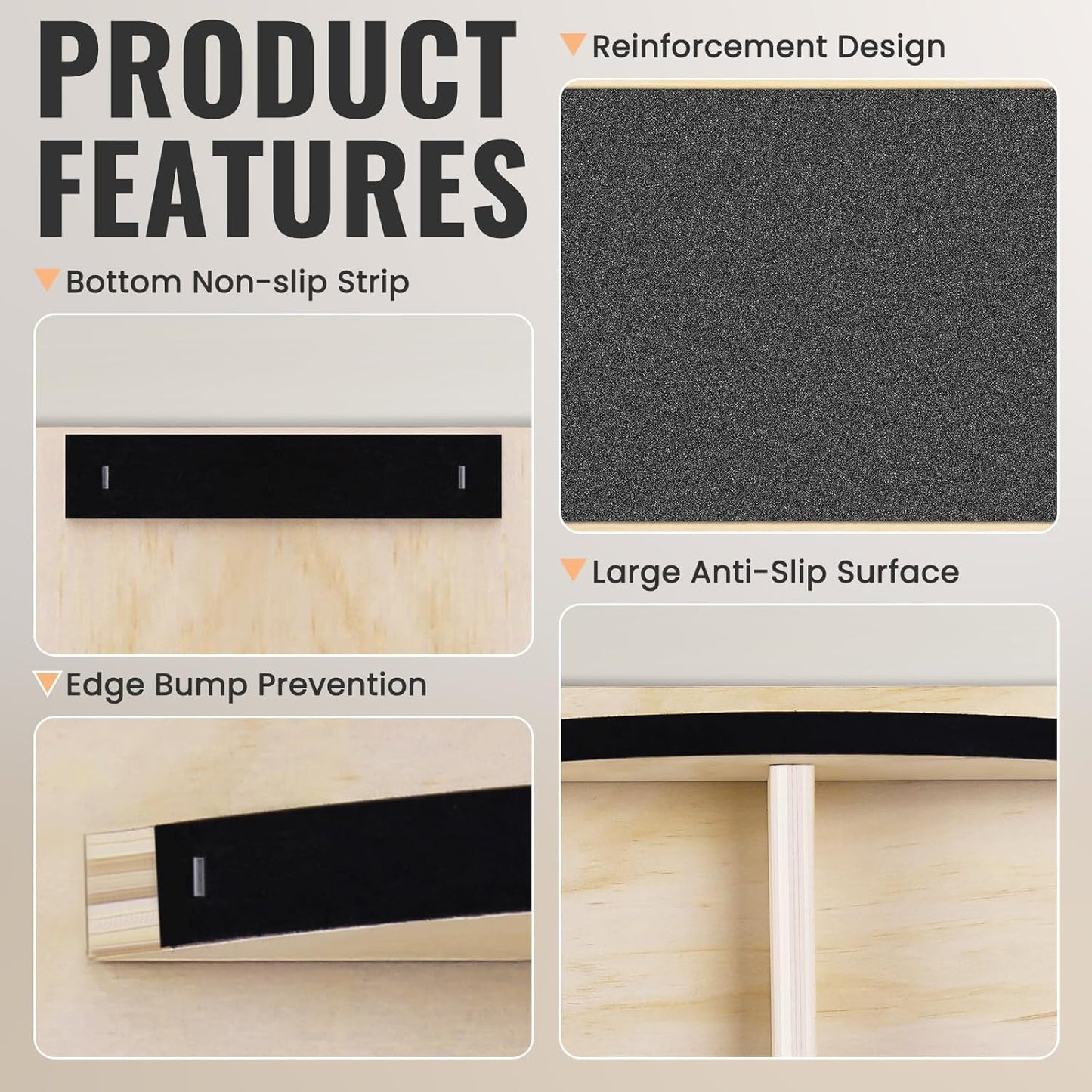 Professional Balance Board for Adults - Anti-Slip 350LBS Wobble Board for Physical Therapy, Standing Desk, Core Strength - Wooden Rocker Board