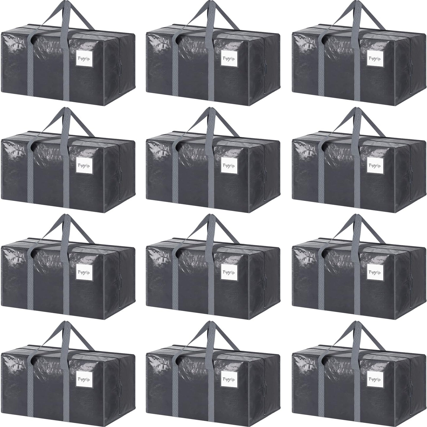6 Pack Extra Heavy Duty Large Moving Bags with Strong Zipper & Comfortable Handles, Sturdy & Durable Clothes Storage Bags Totes Bins, Blue Packing Moving Boxes for College Supplies, Dark Blue