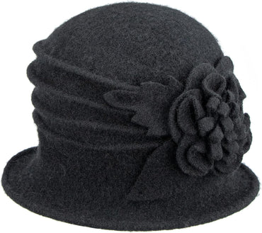 Round Cloche Hat for Women Vintage Wool 1920s Cloche Winter Hat