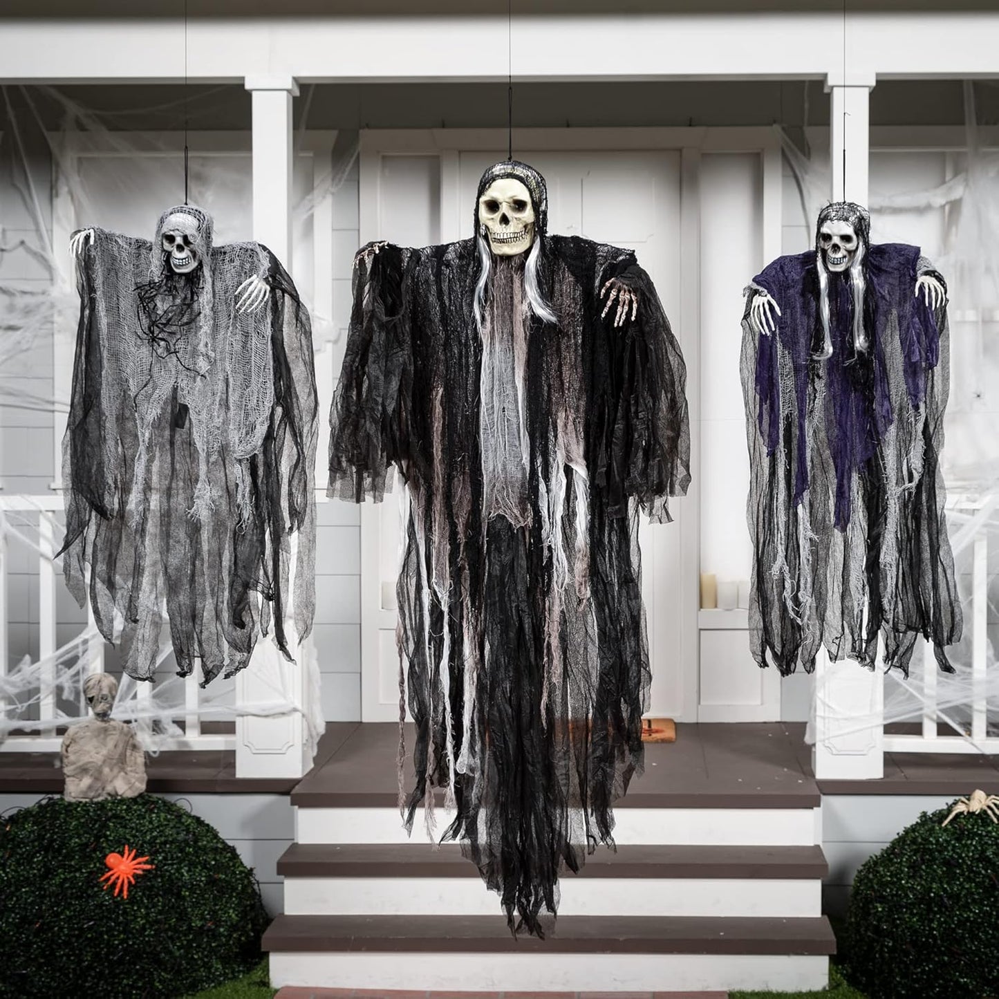 JOYIN 3 Pack Hanging Halloween Skeleton Ghosts Decorations, Grim Reapers for Best Halloween Outdoor Decorations