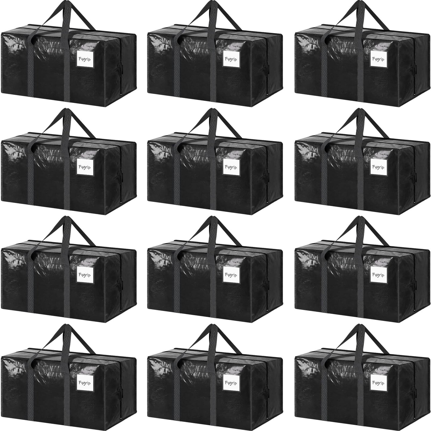6 Pack Extra Heavy Duty Large Moving Bags with Strong Zipper & Comfortable Handles, Sturdy & Durable Clothes Storage Bags Totes Bins, Blue Packing Moving Boxes for College Supplies, Dark Blue