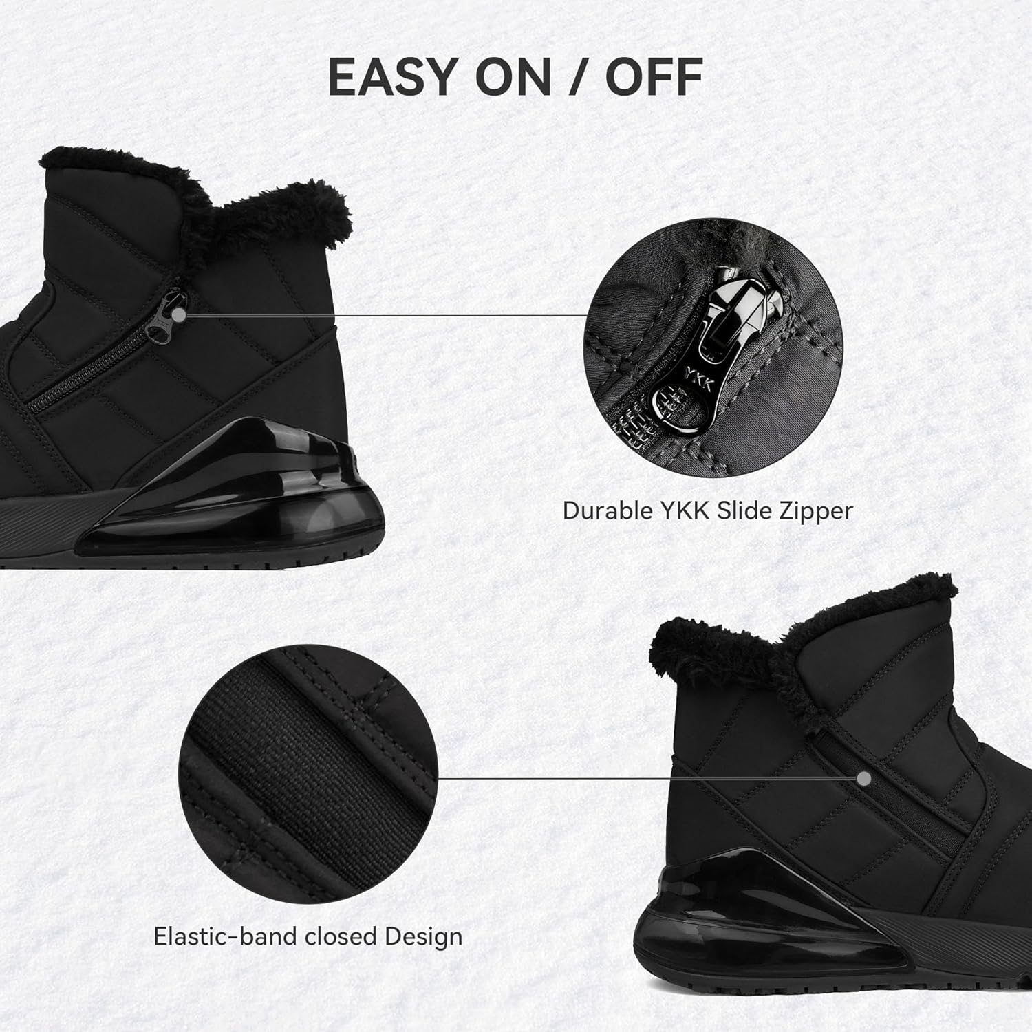 Women's Winter Snow Boots Wide Waterproof Warm Fur Lined Slip on Ankle Booties Orthopedic Boots Outdoor Insulated Winter Shoes