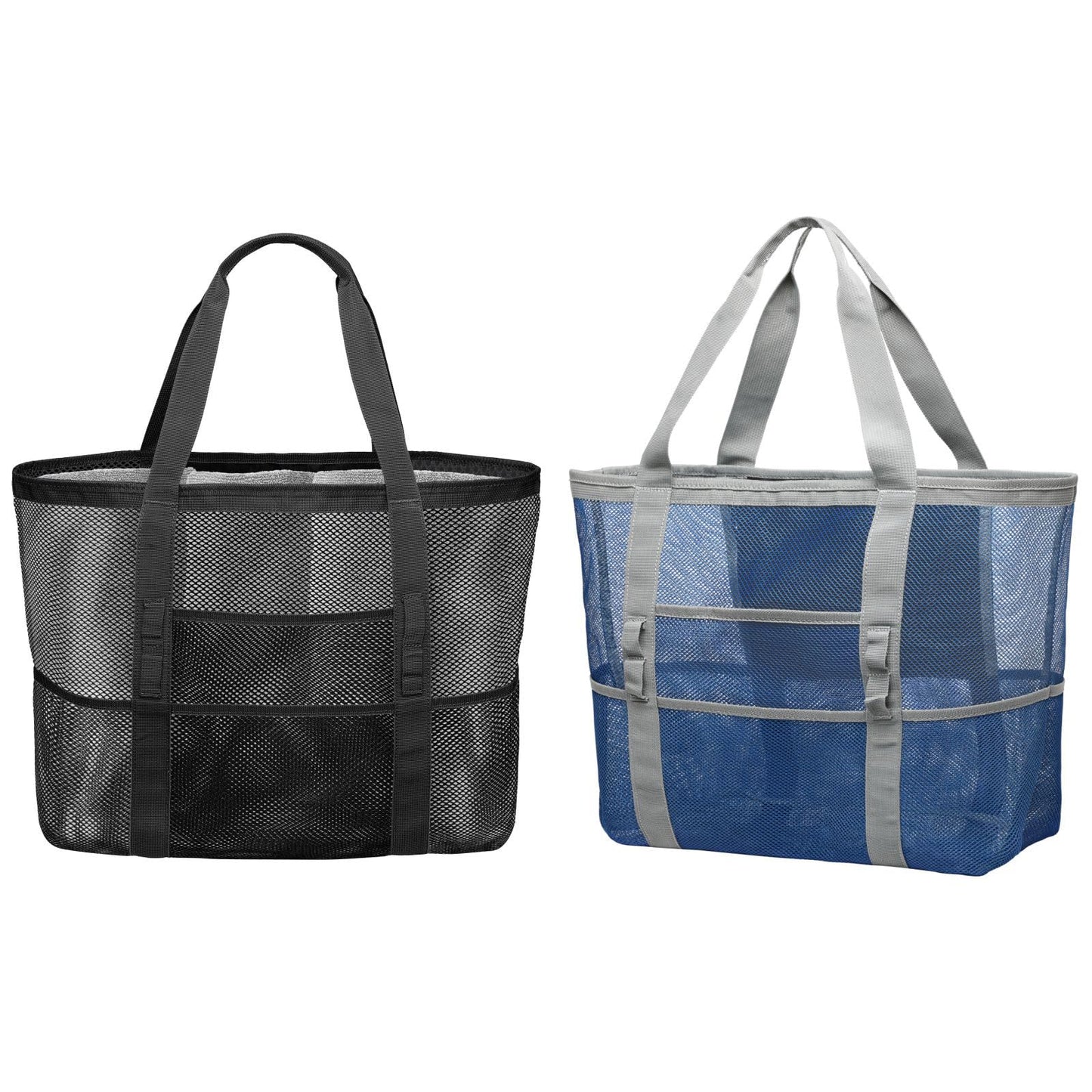 F-color Mesh Beach Bag Family - 9 Pockets Large Beach Tote for Cruise Vacation Essentials