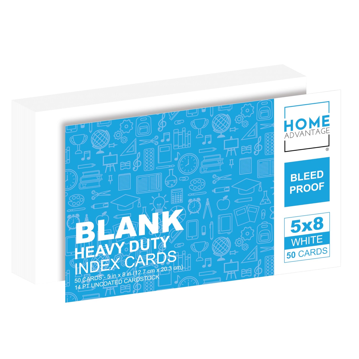 Home Advantage 4x6 Blank Index Cards - 50 Pack of Heavy Duty Bleed Proof Notecards & Flashcards