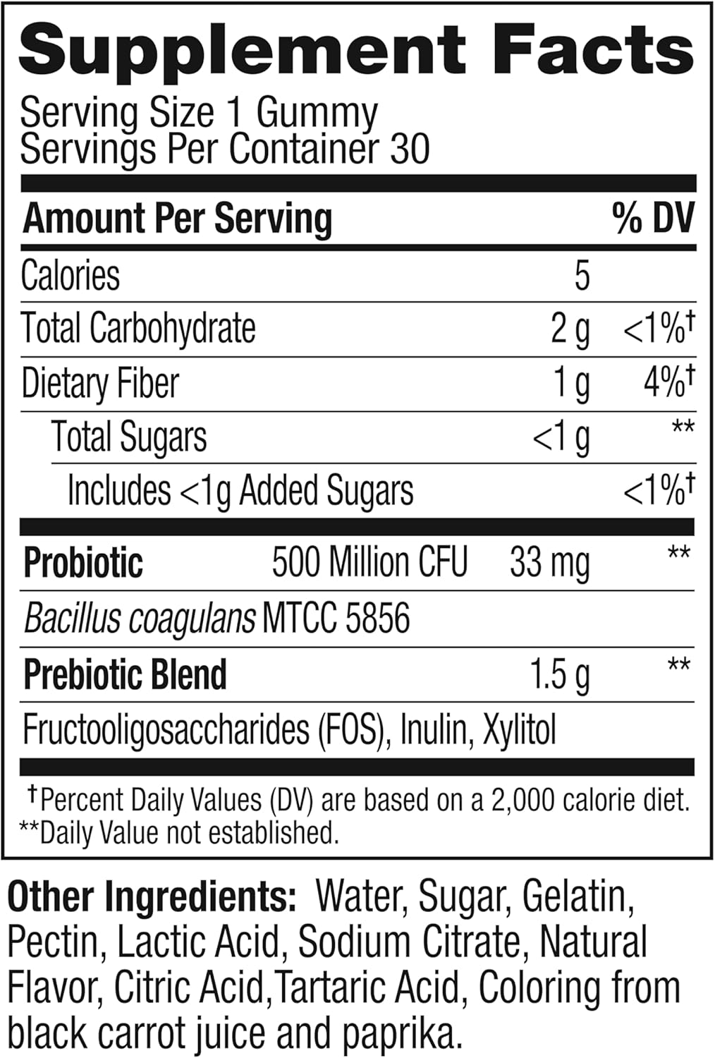OLLY Probiotic + Prebiotic Gummy, Digestive Support and Gut Health, 500 Million CFUs, Fiber, Adult Chewable Supplement for Men and Women, Peach, 30 Day Supply - 30 Count