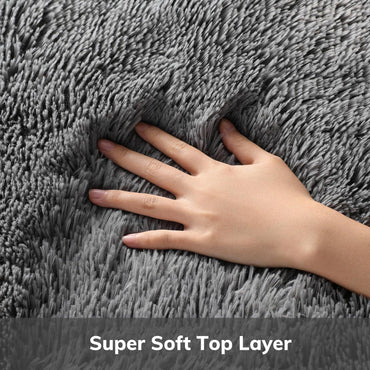 Ophanie Area Rugs for Bedroom Living Room, Grey Fluffy Fuzzy Shag Shaggy Soft Plush Carpet, 4x6 Indoor Floor Gray Rug for Kids Home Dorm Decor Aesthetic
