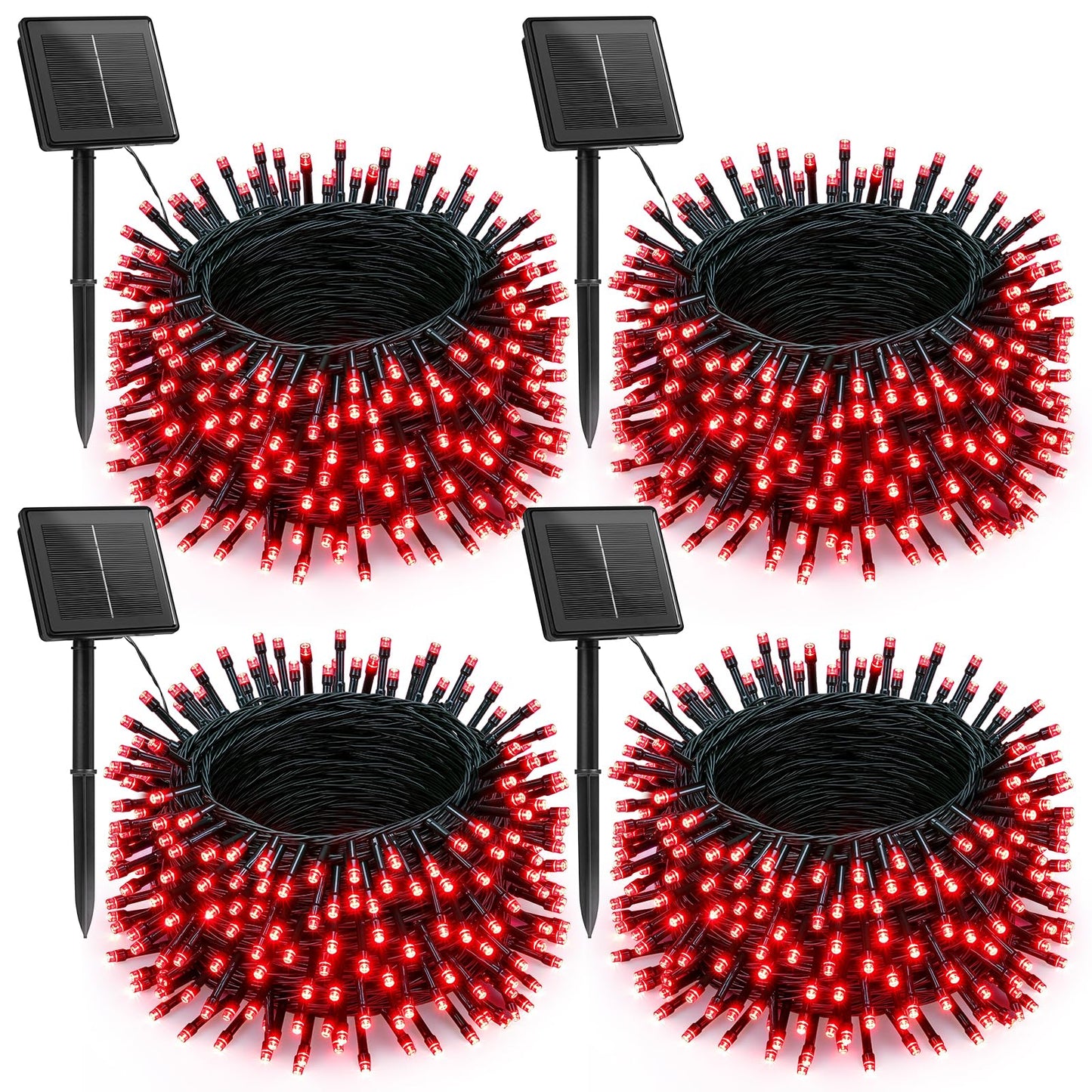 Brightown 4 Pack Solar Christmas Lights Outdoor, Total 184FT 480 LED Solar String Lights Outdoor Waterproof Green Wire with 8 Modes, Solar Fairy Light for Garden Yard Patio Party Decors, Cool White