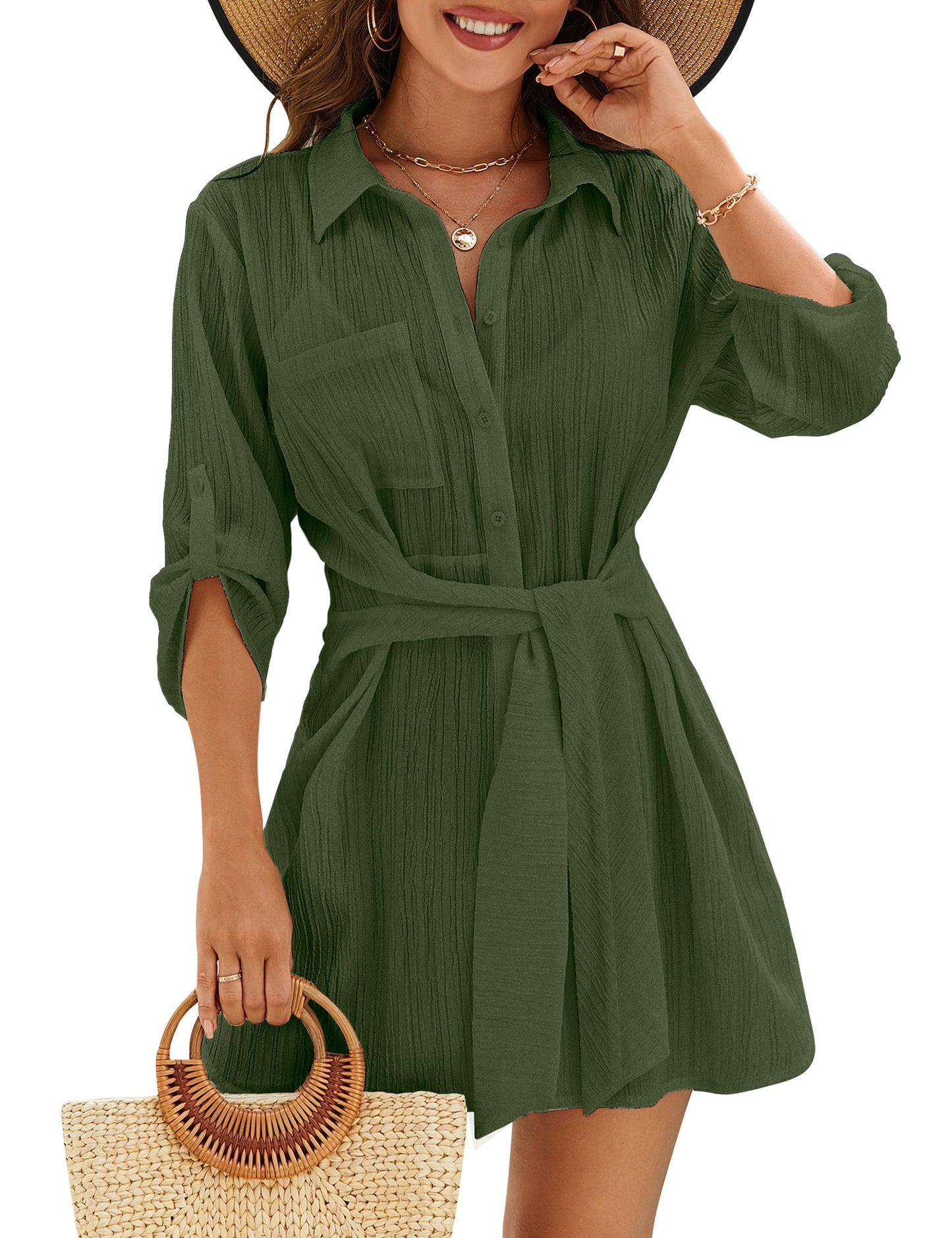 Blooming Jelly Womens Swimsuit Coverup Bikini Bathing Suit Cover Up Tie Side Beach Dress Shirt