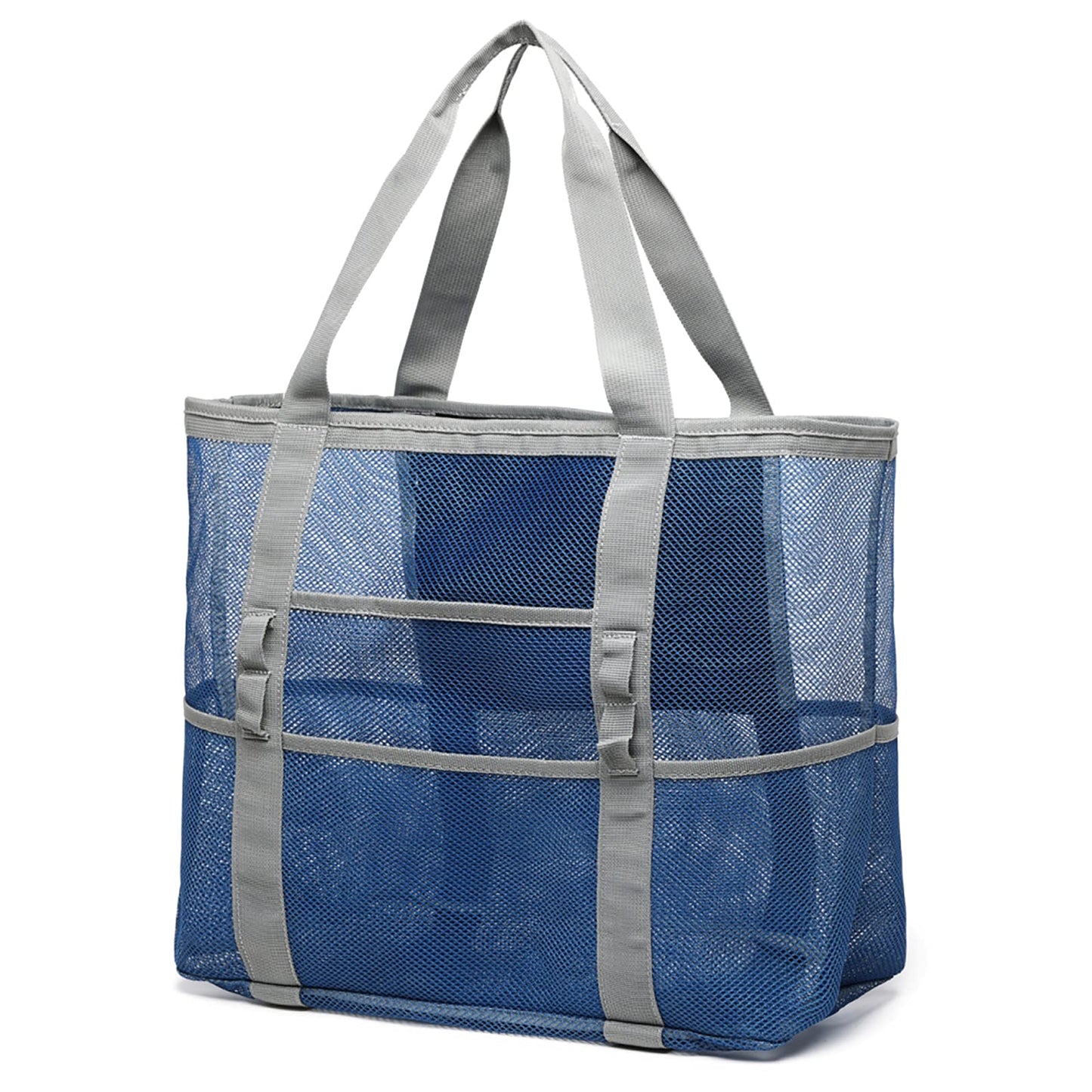 F-color Mesh Beach Bag Family - 9 Pockets Large Beach Tote for Cruise Vacation Essentials