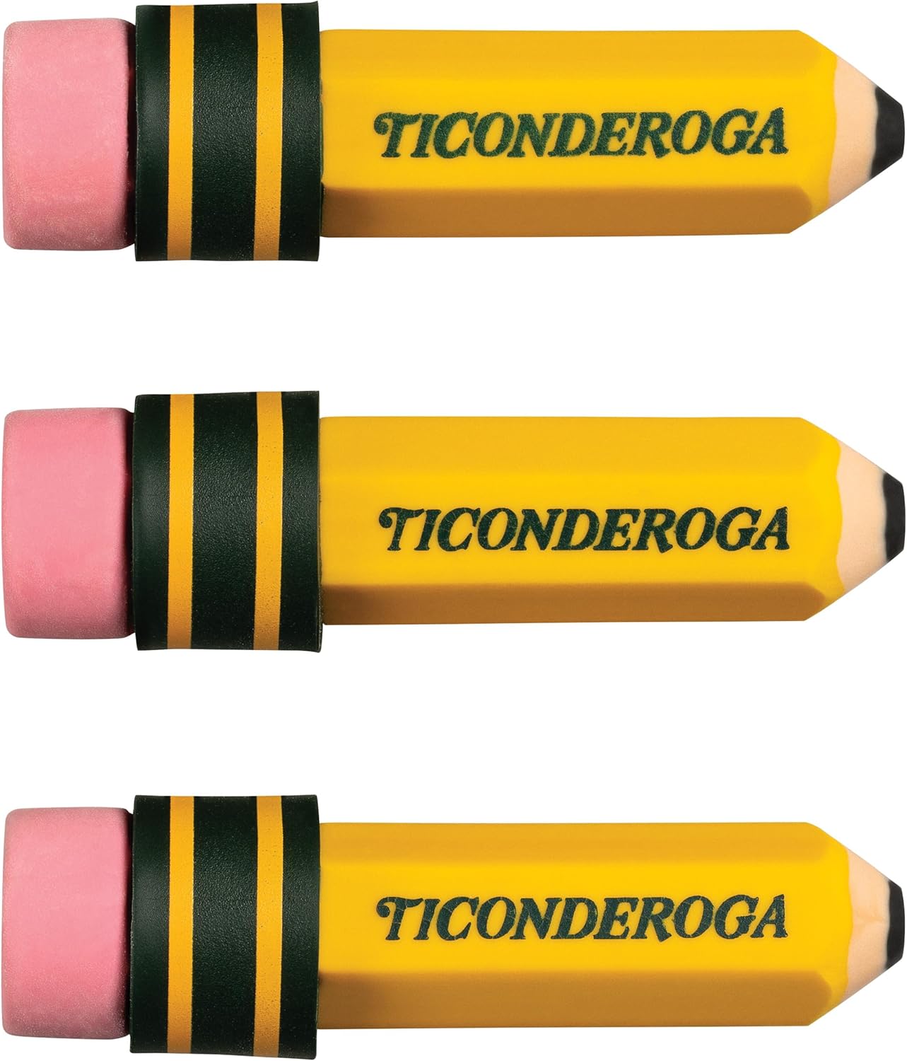 TICONDEROGA Erasers, Pencil Shaped, Yellow, 36-Pack (38936)