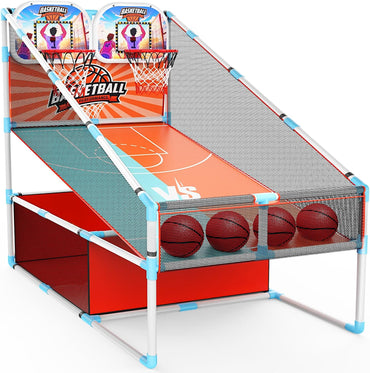 2-Player Arcade Basketball Game Set,Upgraded Indoor Hoop with LED Light Electronic Scoreboard 4 Balls,Carnival Games Sports Toys Kids 3-12 for Home Party Backyard Outdoor Boys Girls Toddlers Gifts
