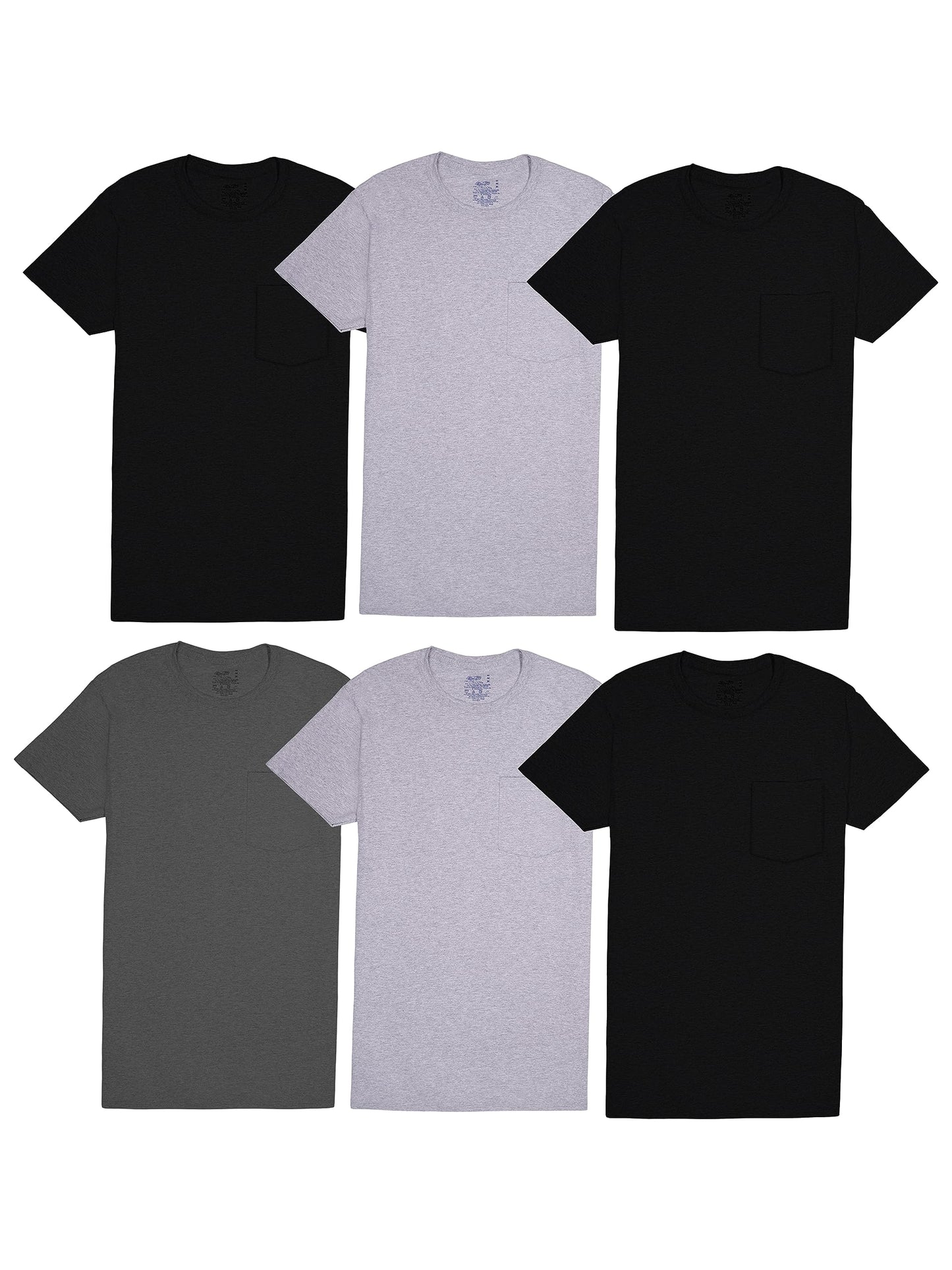 Fruit of the Loom Men's Tee Undershirts, Moisture Wicking & Tag Free, Short Sleeve Pocket T-Shirts