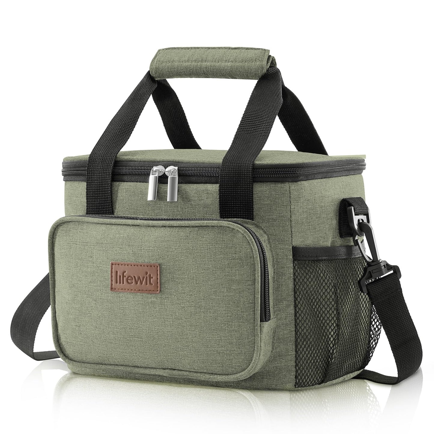 Lifewit Medium Lunch Bag Insulated Lunch Box Soft Cooler Cooling Tote for Adult Men Women, Black 12-Can (9L)
