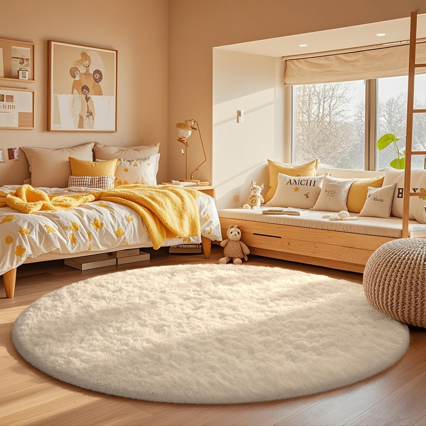 Ophanie Area Rugs for Bedroom Living Room, Grey Fluffy Fuzzy Shag Shaggy Soft Plush Carpet, 4x6 Indoor Floor Gray Rug for Kids Home Dorm Decor Aesthetic