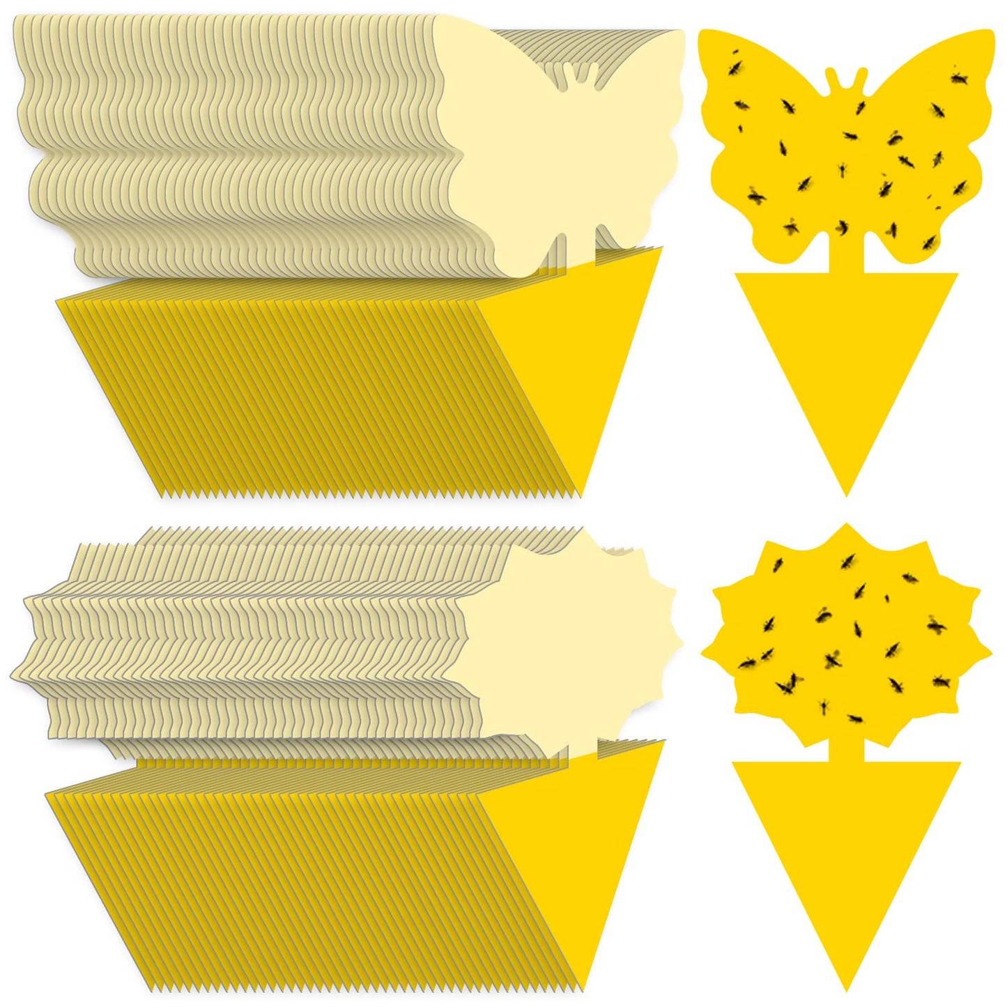 Landisun Fruit Fly Traps 48PCS Fungus Gnat-Traps for Indoor-Outdoor Yellow Fruit-Fly Sticky-Trap Plants Flying Bug Insects Traps