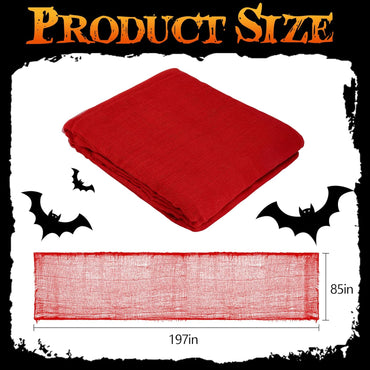 RunNico 197'' x 85'' Halloween Blood Red Scary Gauze, Bloody Haunted House Creepy Cloth, Spooky Fabric Hanging Decoration for Horror Themed Nightmare Party Wall Yard Doorway Porch Decor