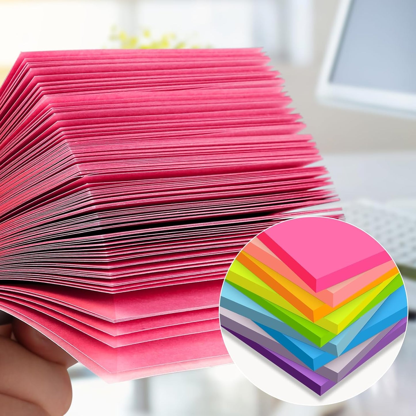 (18 Pads) Sticky Notes 3x3 inch, Self-Stick Pads Bright Colors Sticky Note, Recyclable, Easy to Post for Home, Office, Notebook