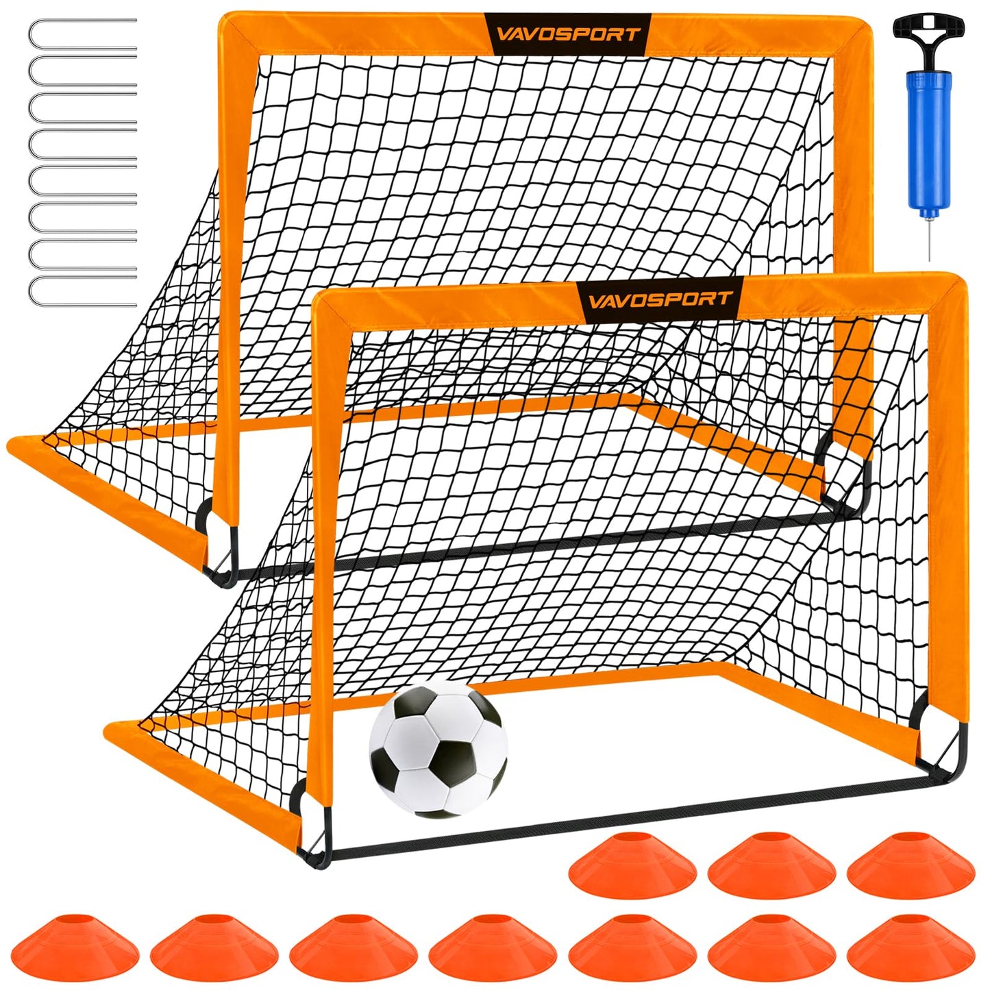 Kids Soccer Goals for Backyard Set - 2 of 4' x 3' Portable Soccer Goal Training Equipment, Pop Up Toddler Soccer Net with Soccer Ball, Soccer Set for Kids and Youth Games, Sports