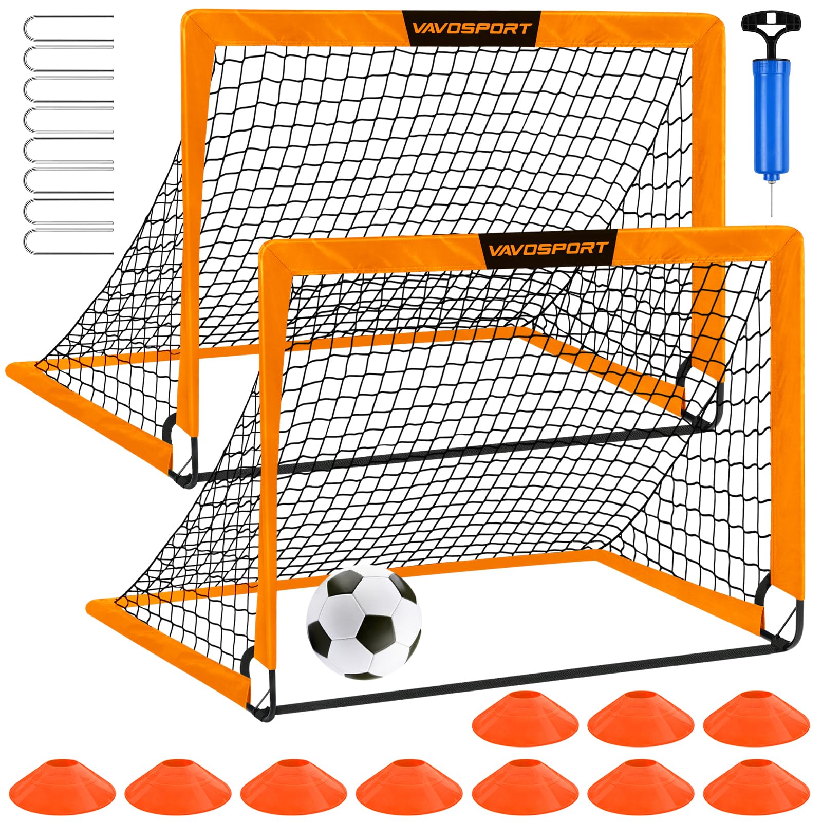 Kids Soccer Goals for Backyard Set - 2 of 4' x 3' Portable Soccer Goal Training Equipment, Pop Up Toddler Soccer Net with Soccer Ball, Soccer Set for Kids and Youth Games, Sports