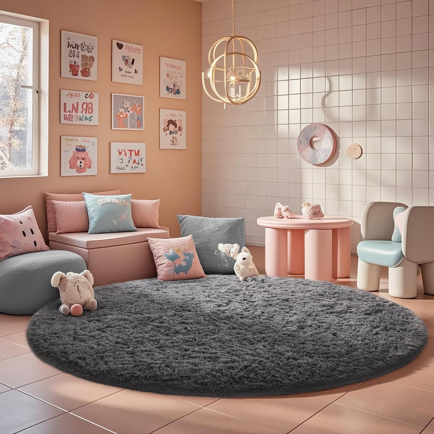Ophanie Area Rugs for Bedroom Living Room, Grey Fluffy Fuzzy Shag Shaggy Soft Plush Carpet, 4x6 Indoor Floor Gray Rug for Kids Home Dorm Decor Aesthetic