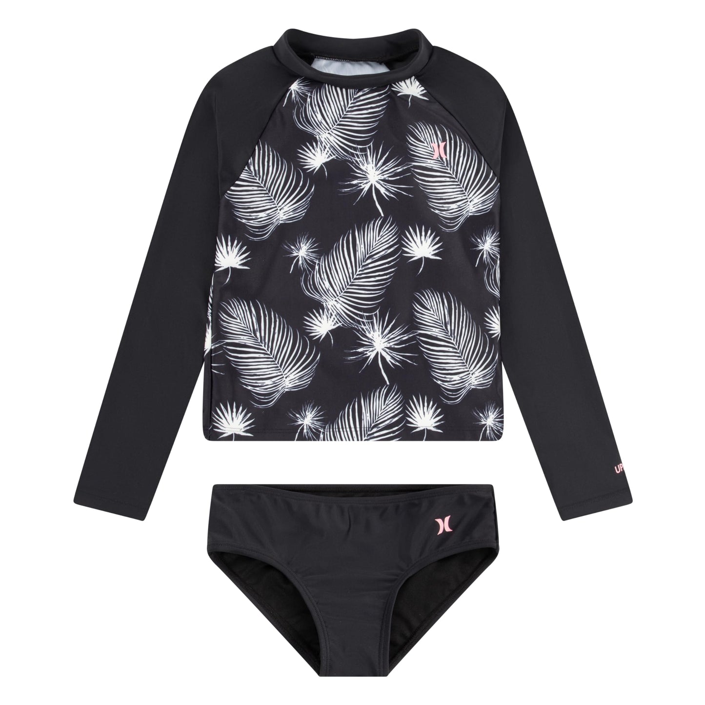 Hurley Girls Long Sleeve Rash Guard 2-Piece Swimsuit