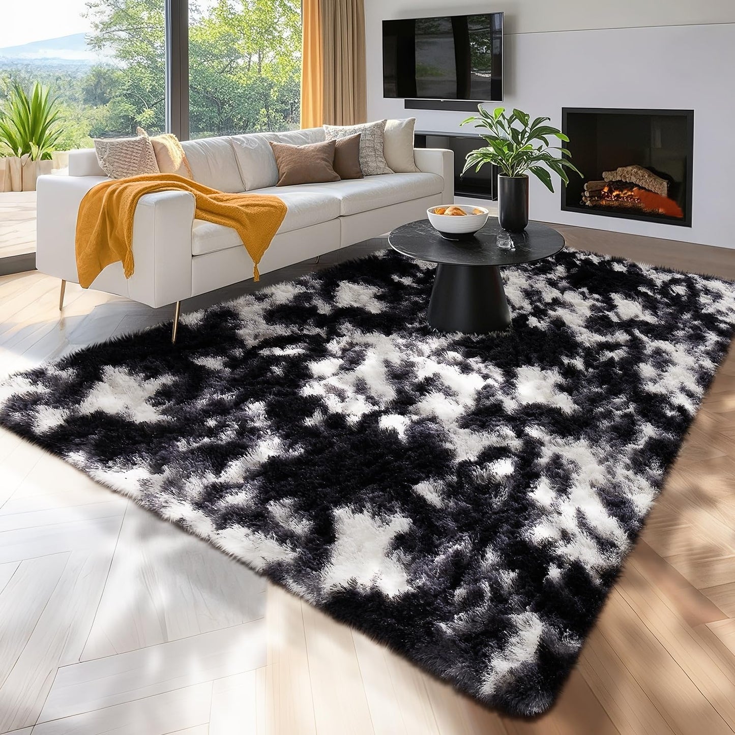 Ophanie Area Rugs for Bedroom Living Room, Grey Fluffy Fuzzy Shag Shaggy Soft Plush Carpet, 4x6 Indoor Floor Gray Rug for Kids Home Dorm Decor Aesthetic