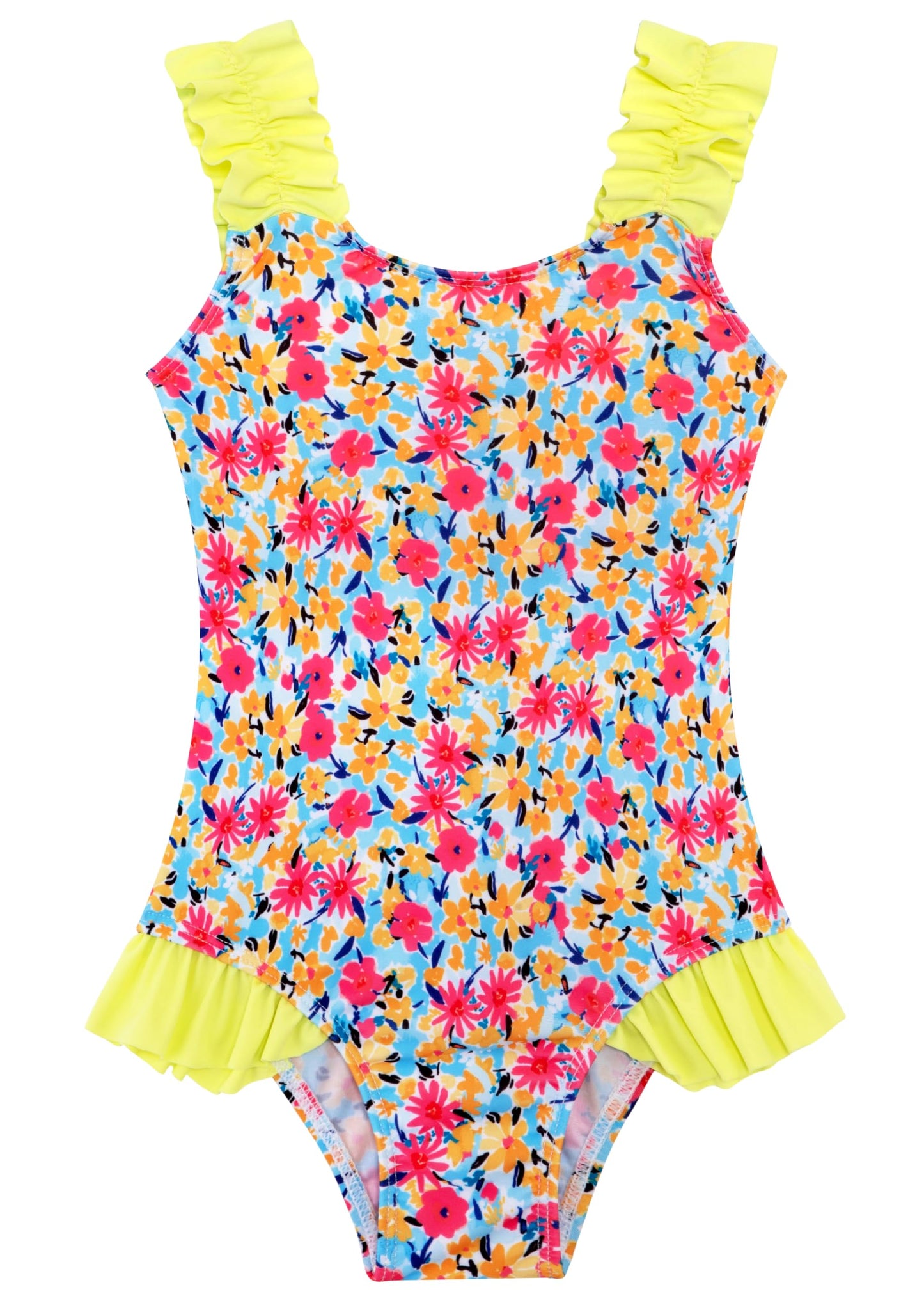 XiaoMoSha Girls One Piece Swimsuit Ruffled Straps Bathing Suits Summer Swim Suit Quick Dry Beach Swimwear for Kids 3-10 Years